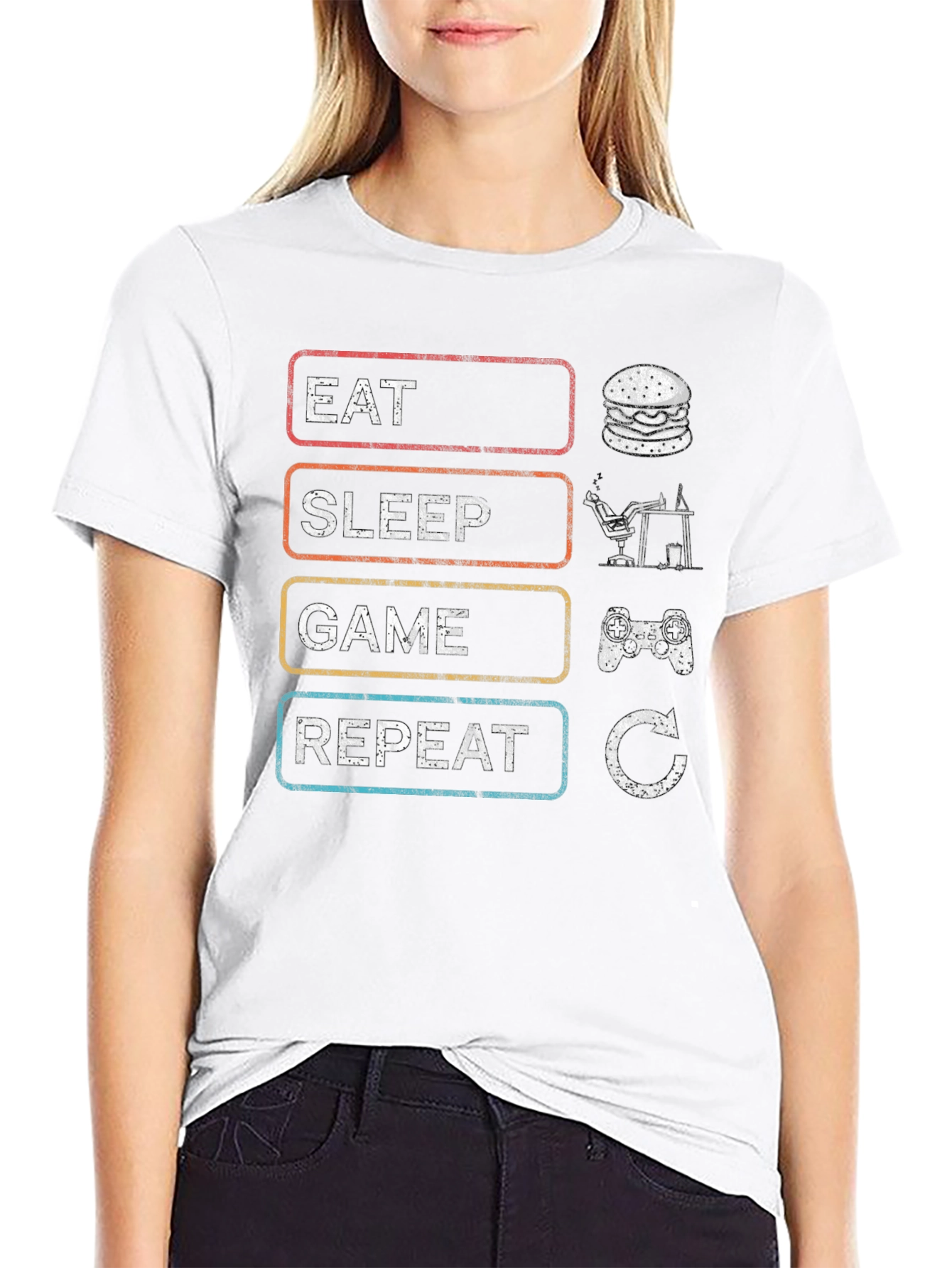 Eat Sleep Game Repeat Mens T-Shirt