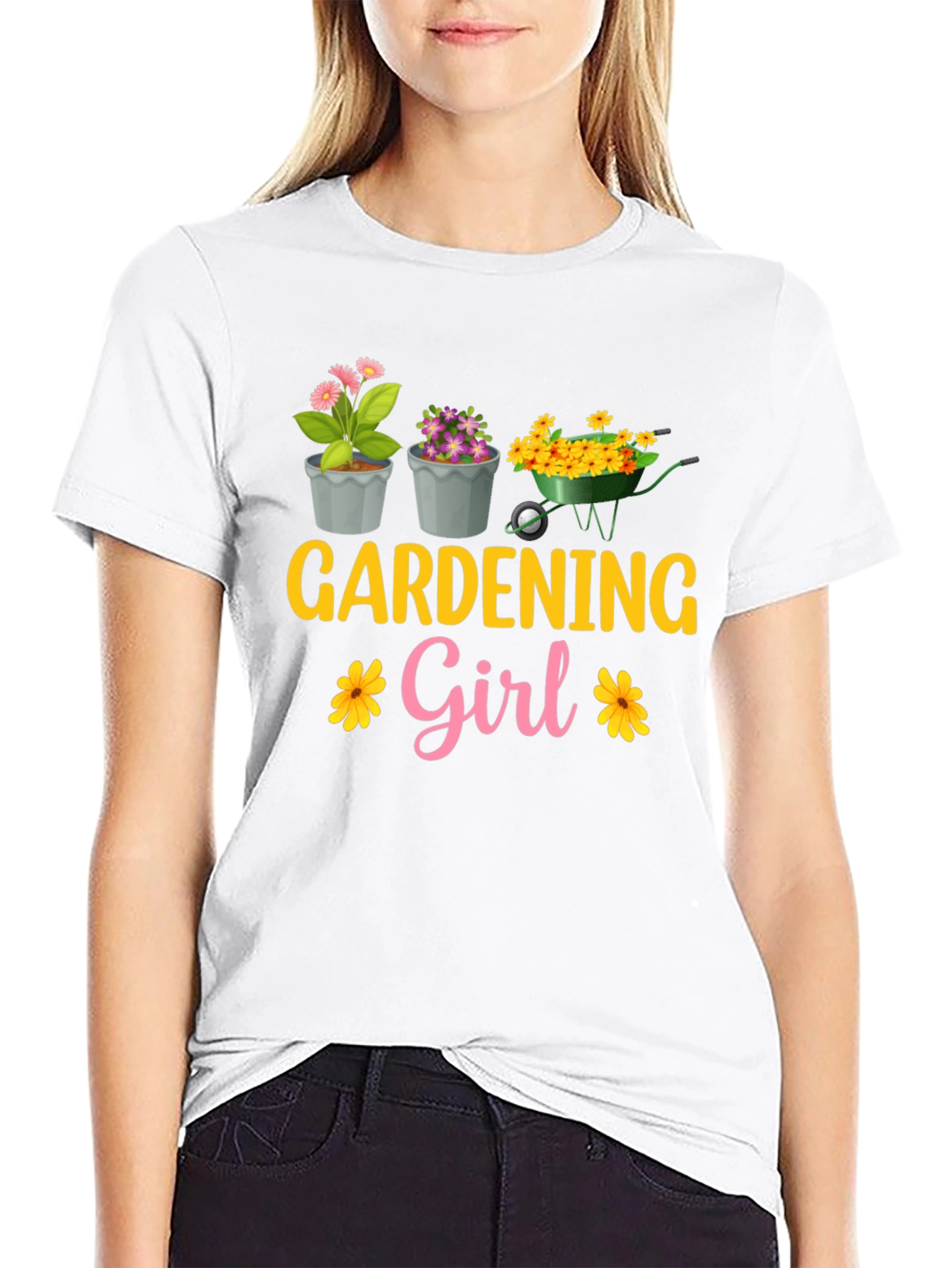 Gardening Girl T-Shirt - Floral Garden Design