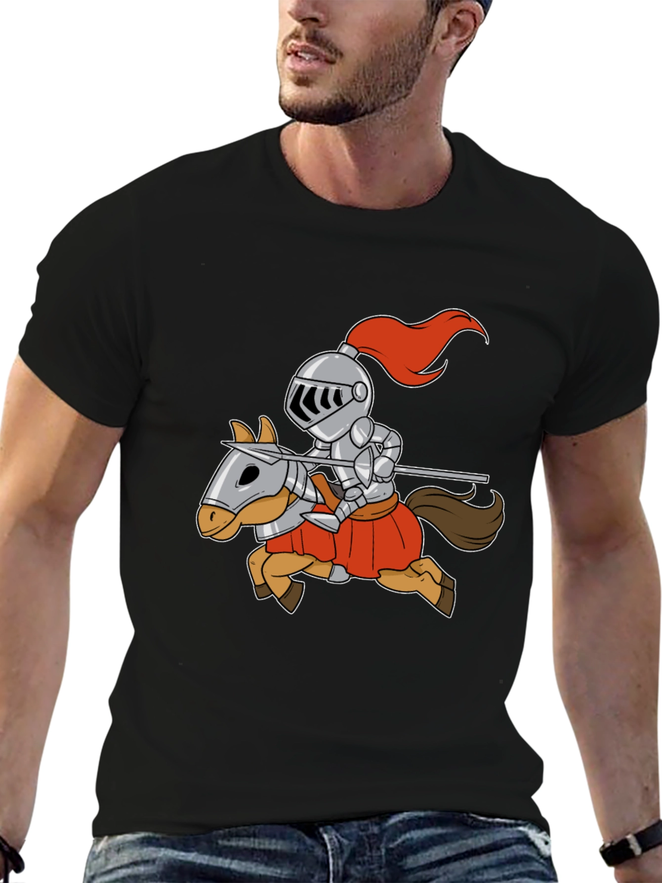 Knight on Horse T-Shirt - Cartoon Style