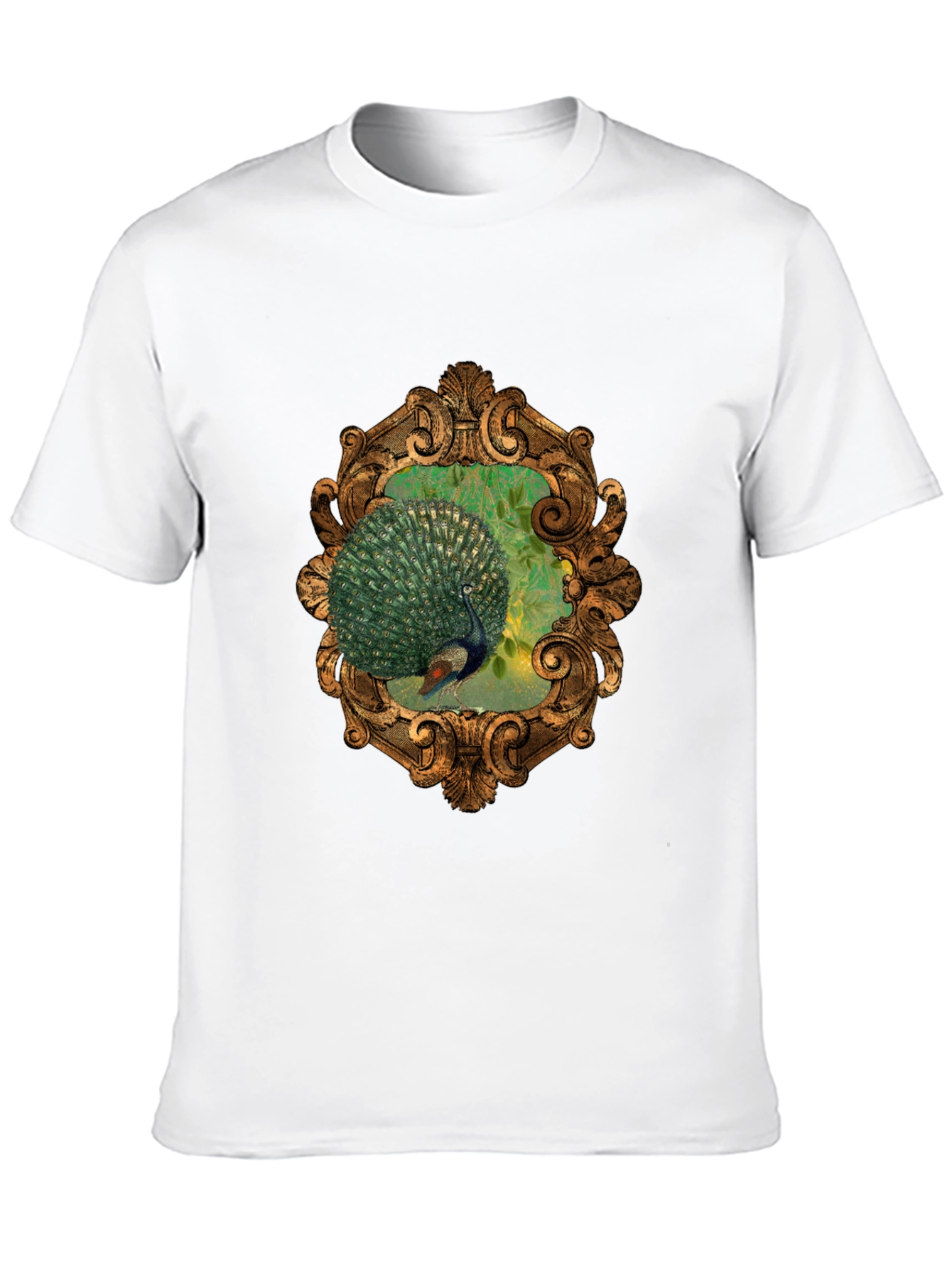 Peacock Framed Graphic Tee - Elegant Design