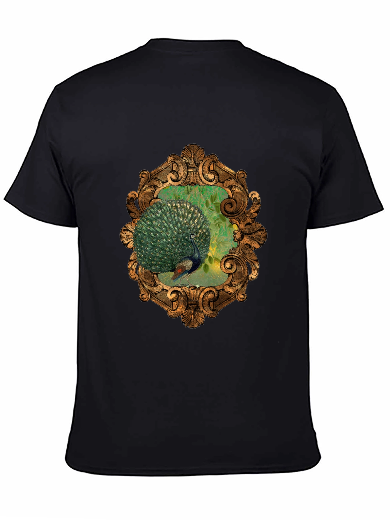 Peacock Framed Graphic Tee - Elegant Design