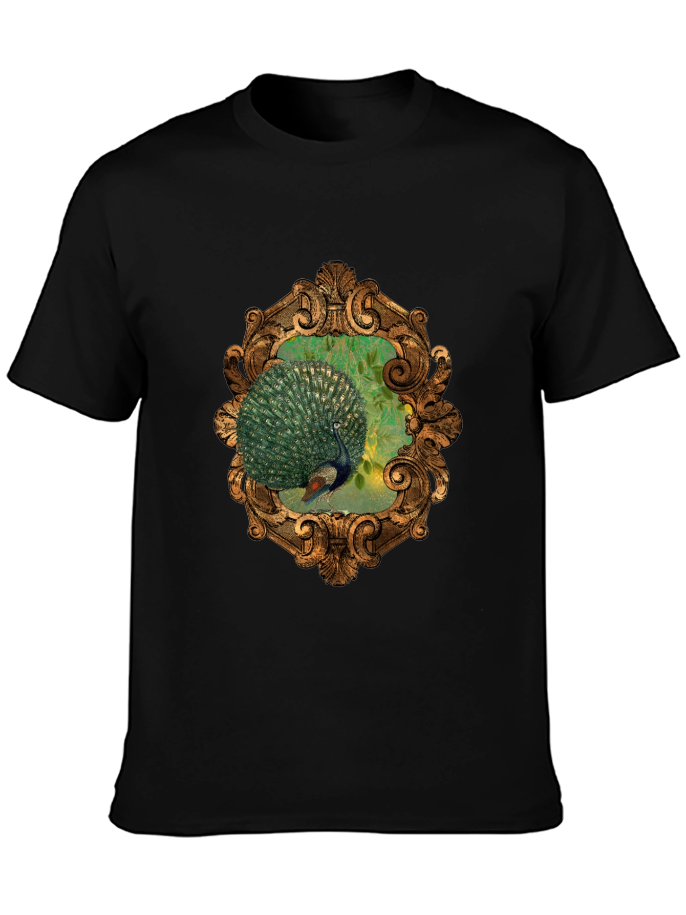 Peacock Framed Graphic Tee - Elegant Design