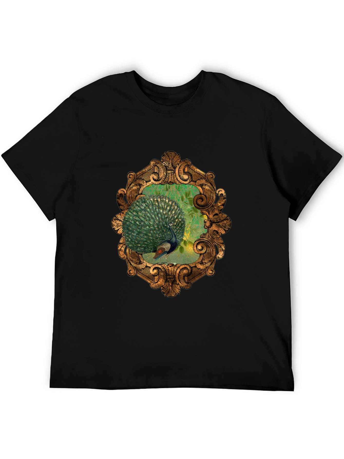 Peacock Framed Graphic Tee - Elegant Design