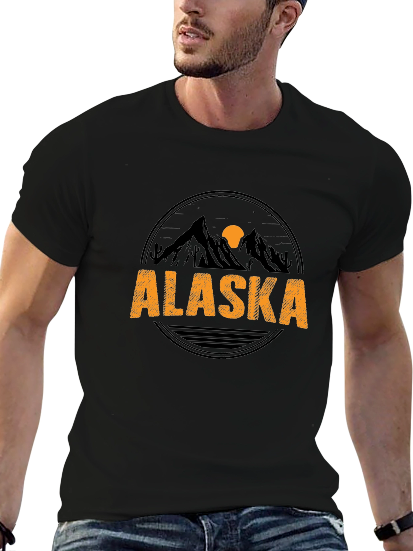 Alaska Graphic Tee - Mountain Sunset Design