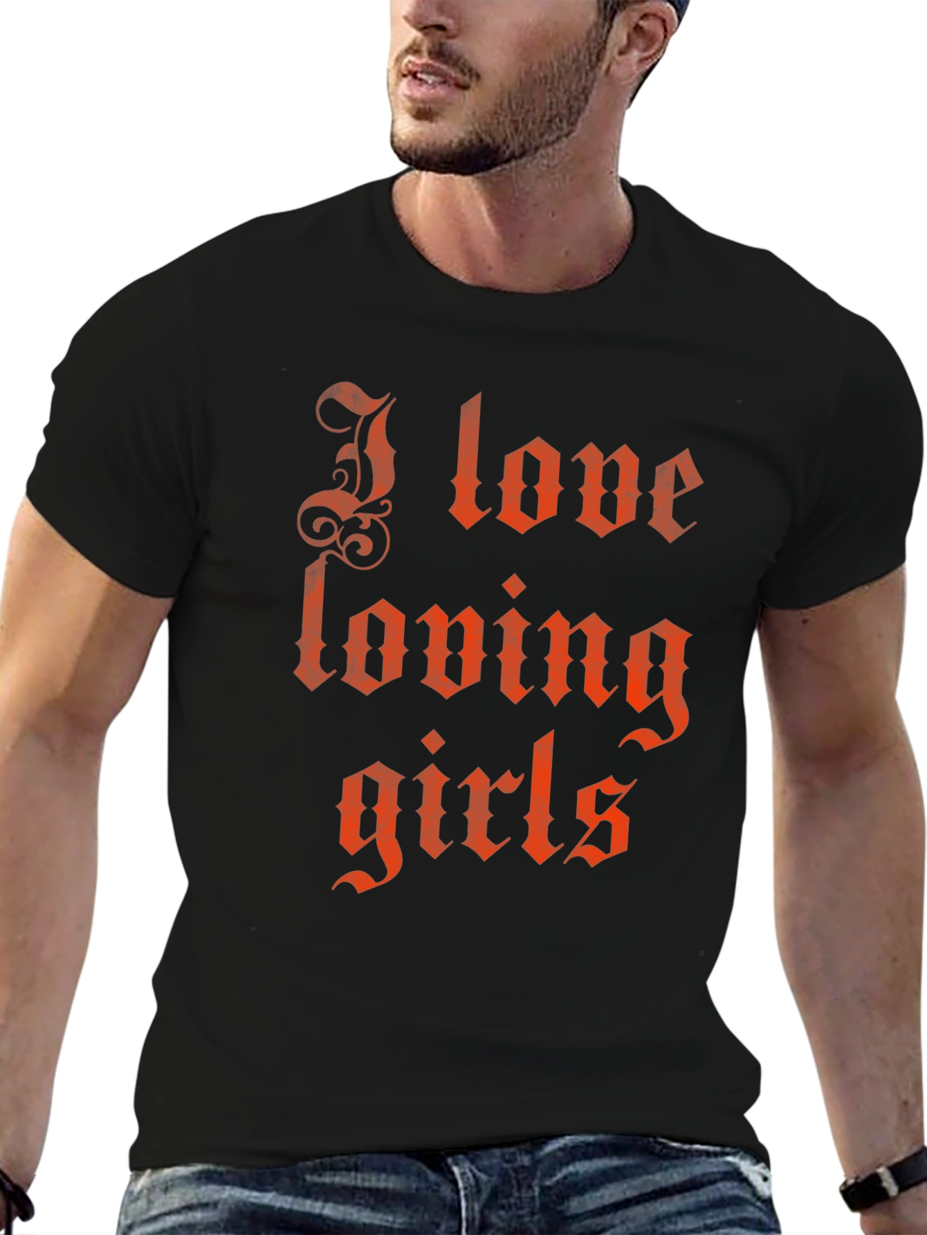 I Love Loving Girls Graphic T-Shirt - Black