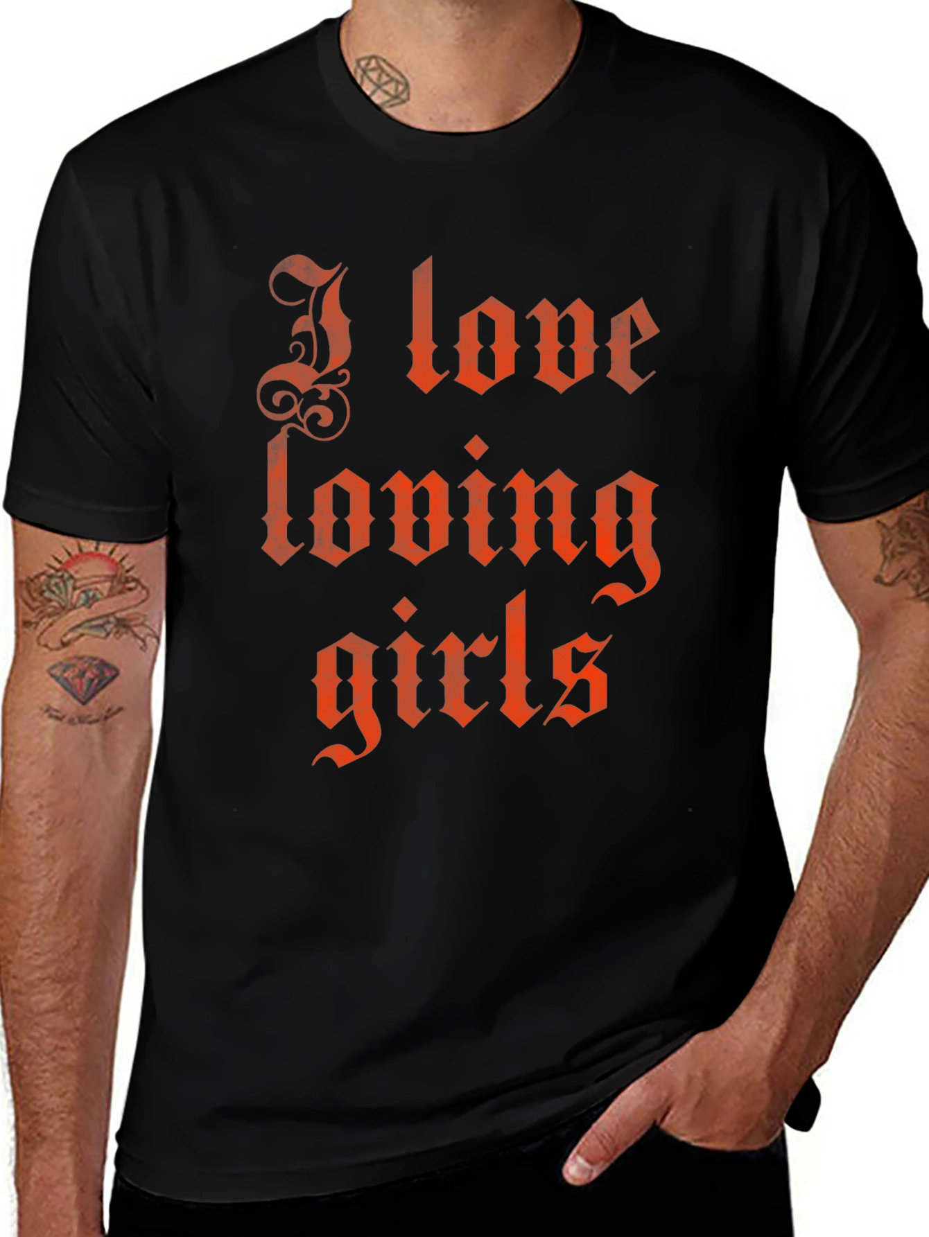 I Love Loving Girls Graphic T-Shirt - Black