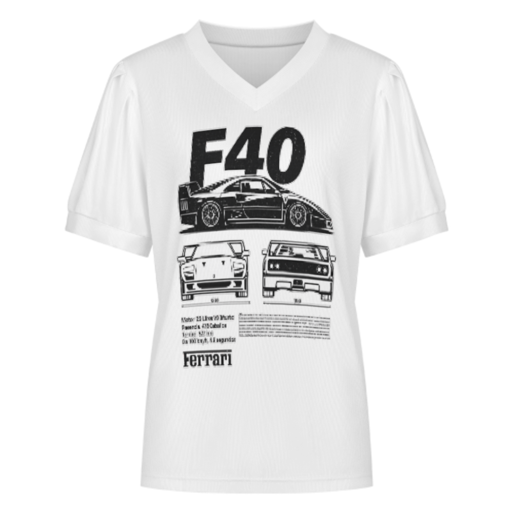F40 Supercar Blueprint Graphic Tee, Retro Sports Car Shirt, Vintage Racing Enthusiast Apparel, Classic Performance Car Streetwear Top(z597)