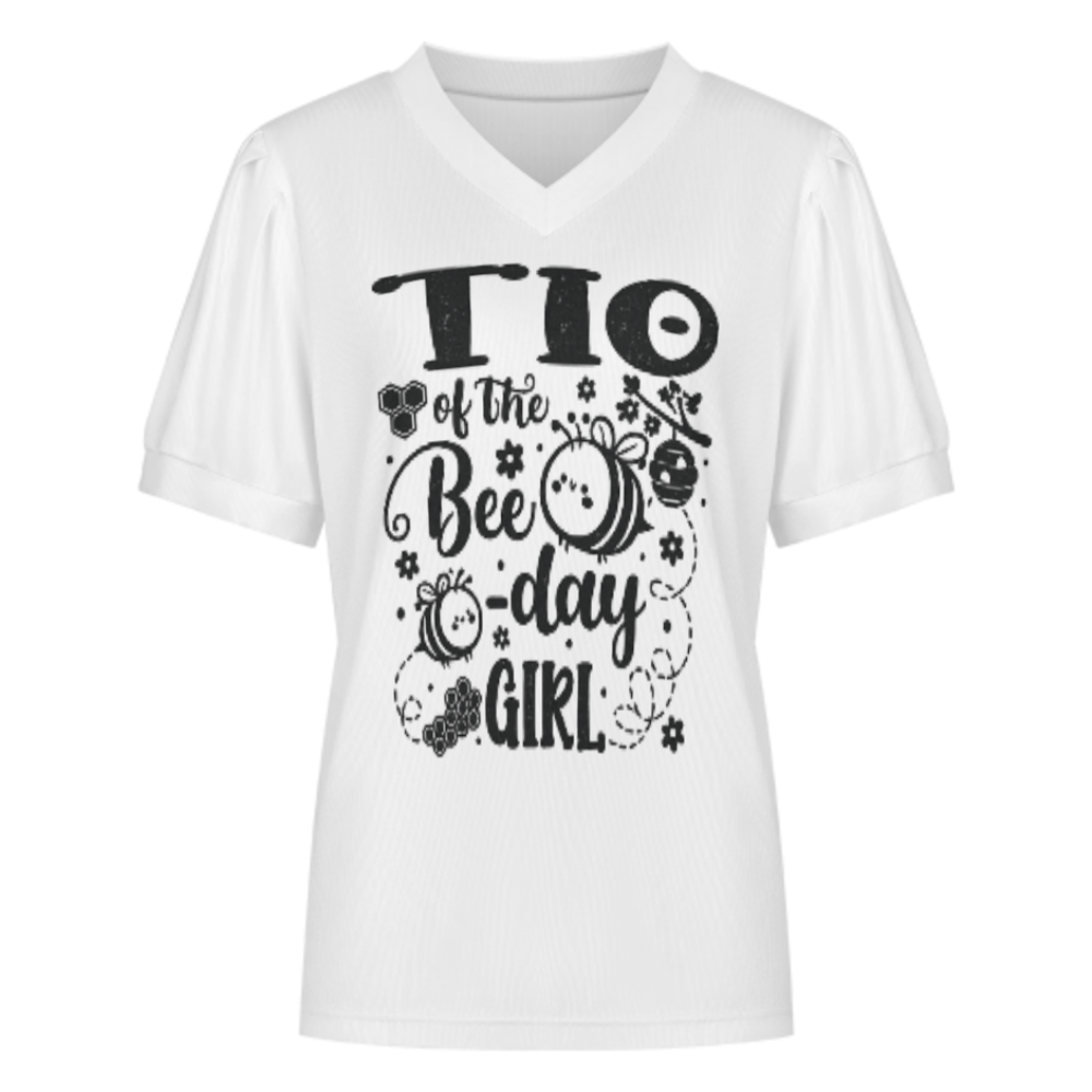 Tio Of The Bee-Day Girl Graphic Tee, Cute Bee Birthday Shirt, Funny Family Party T-Shirt, Honey Bee Celebration Top, Trendy Birthday Matching Tee(z601)