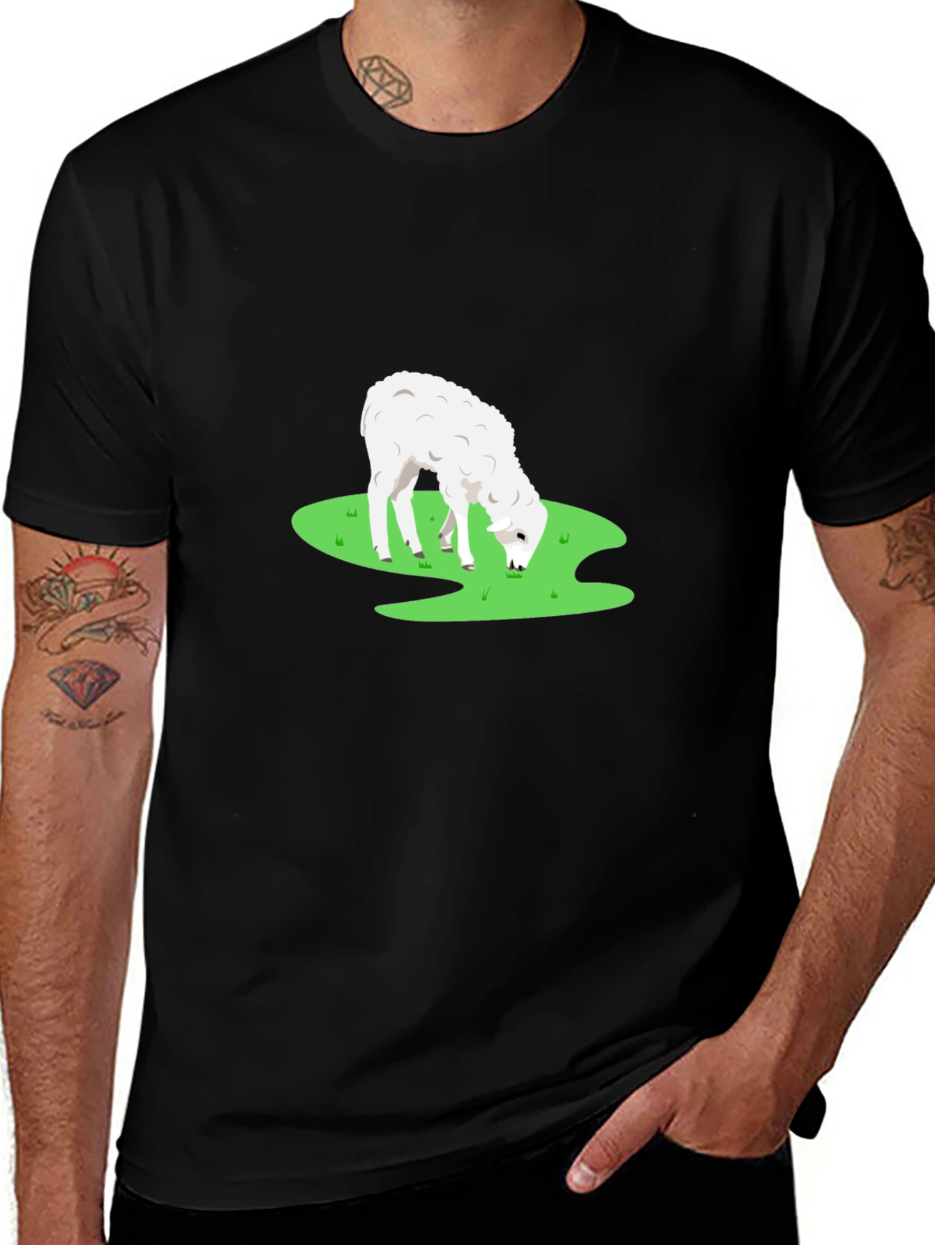 Black T-Shirt with Sheep Graphic