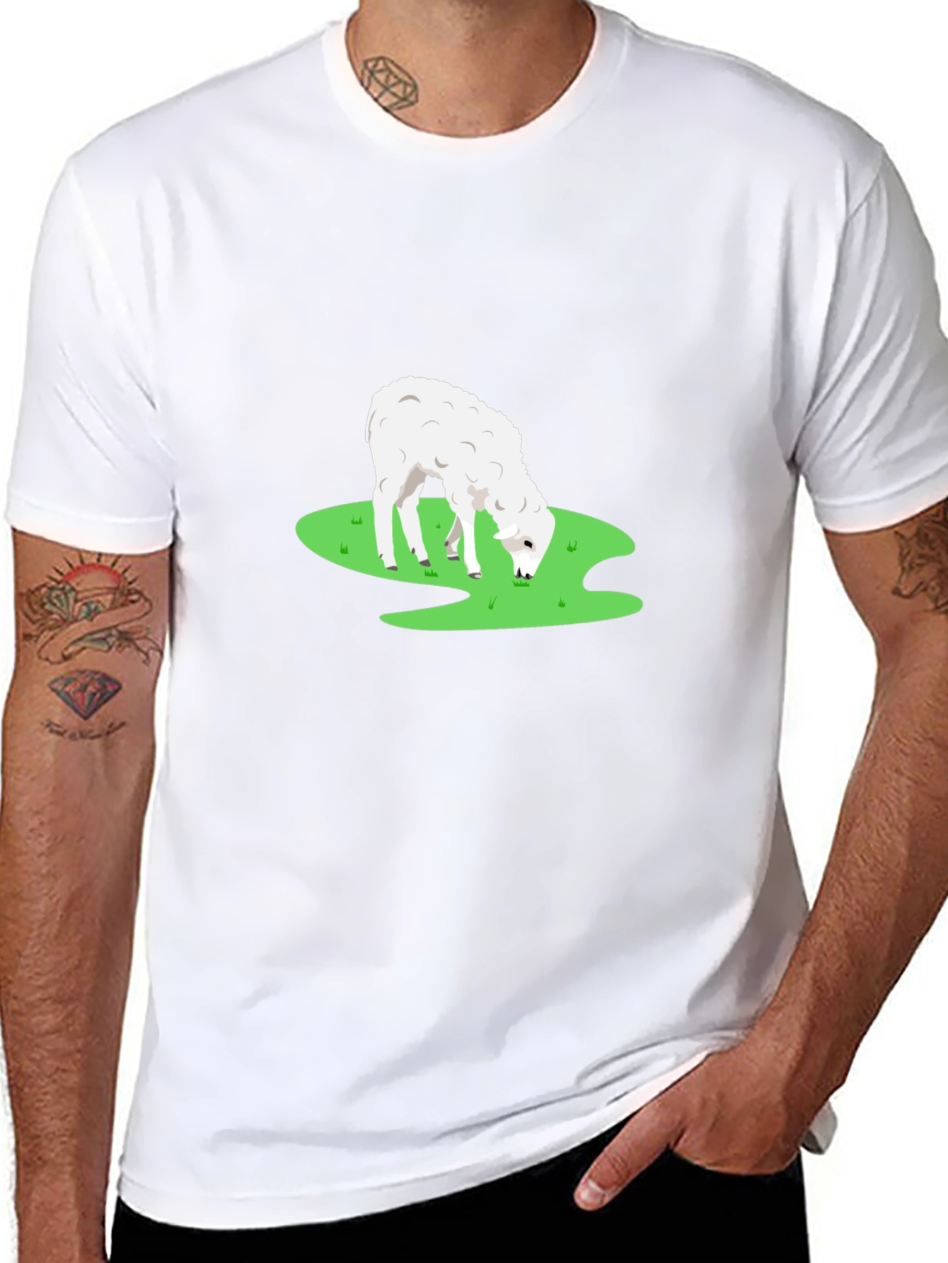 Black T-Shirt with Sheep Graphic