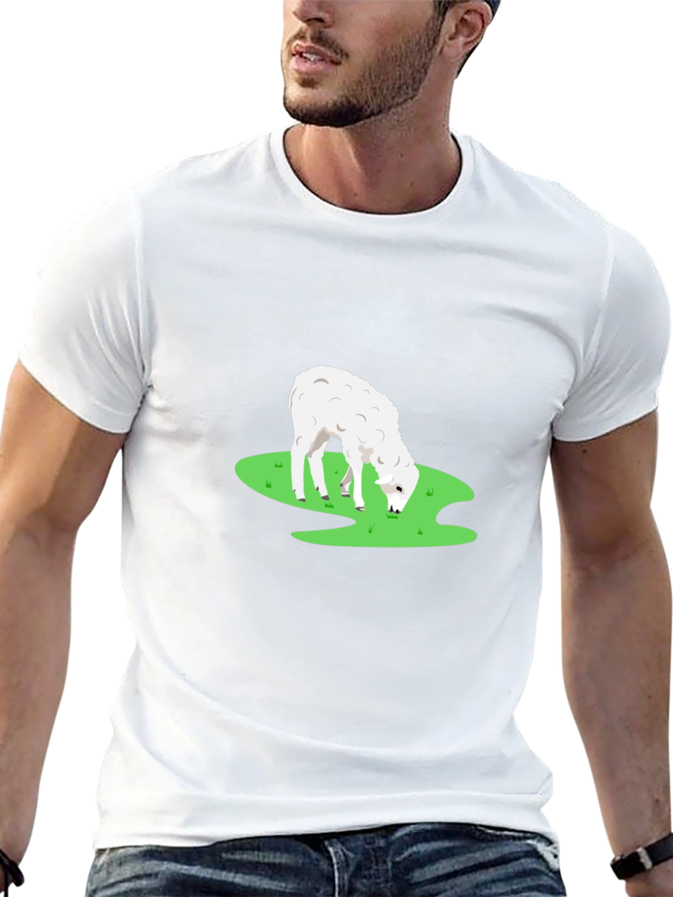 Black T-Shirt with Sheep Graphic