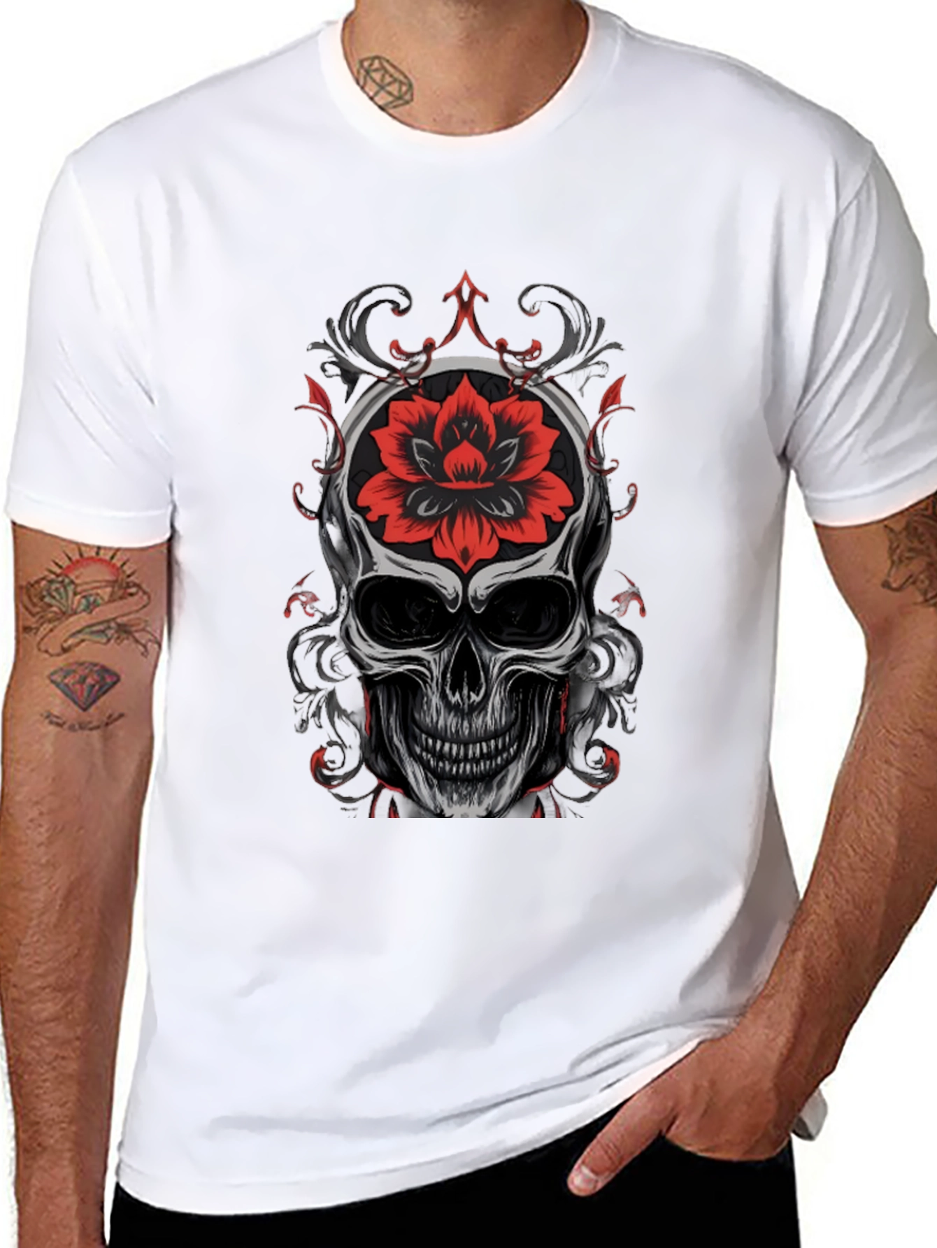 Skull & Rose Graphic T-Shirt - Bold Streetwear