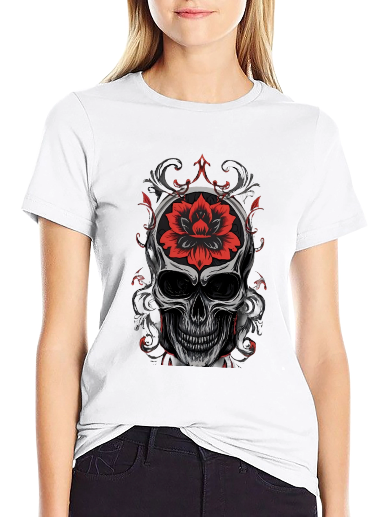 Skull & Rose Graphic T-Shirt - Bold Streetwear