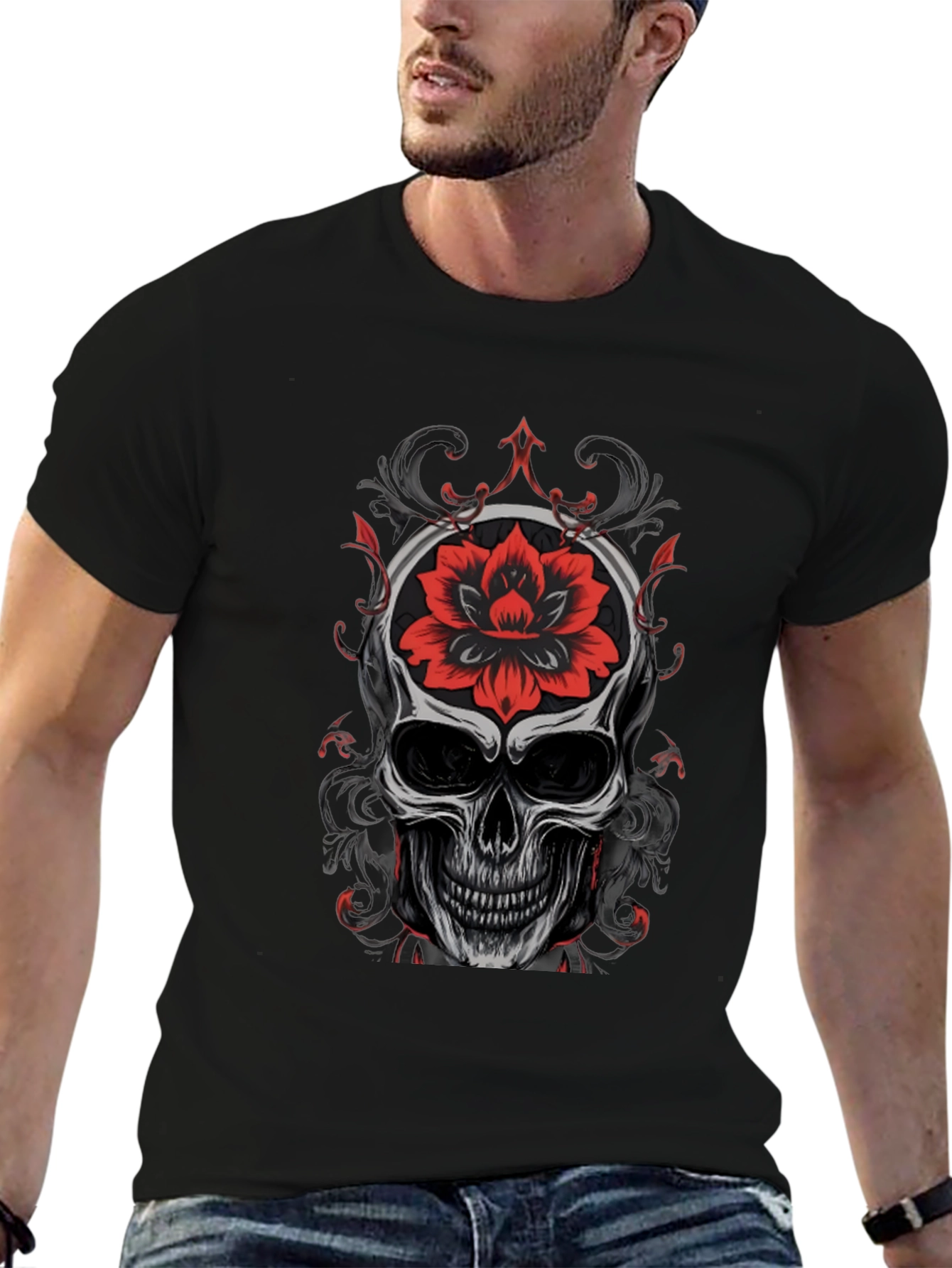 Skull & Rose Graphic T-Shirt - Bold Streetwear
