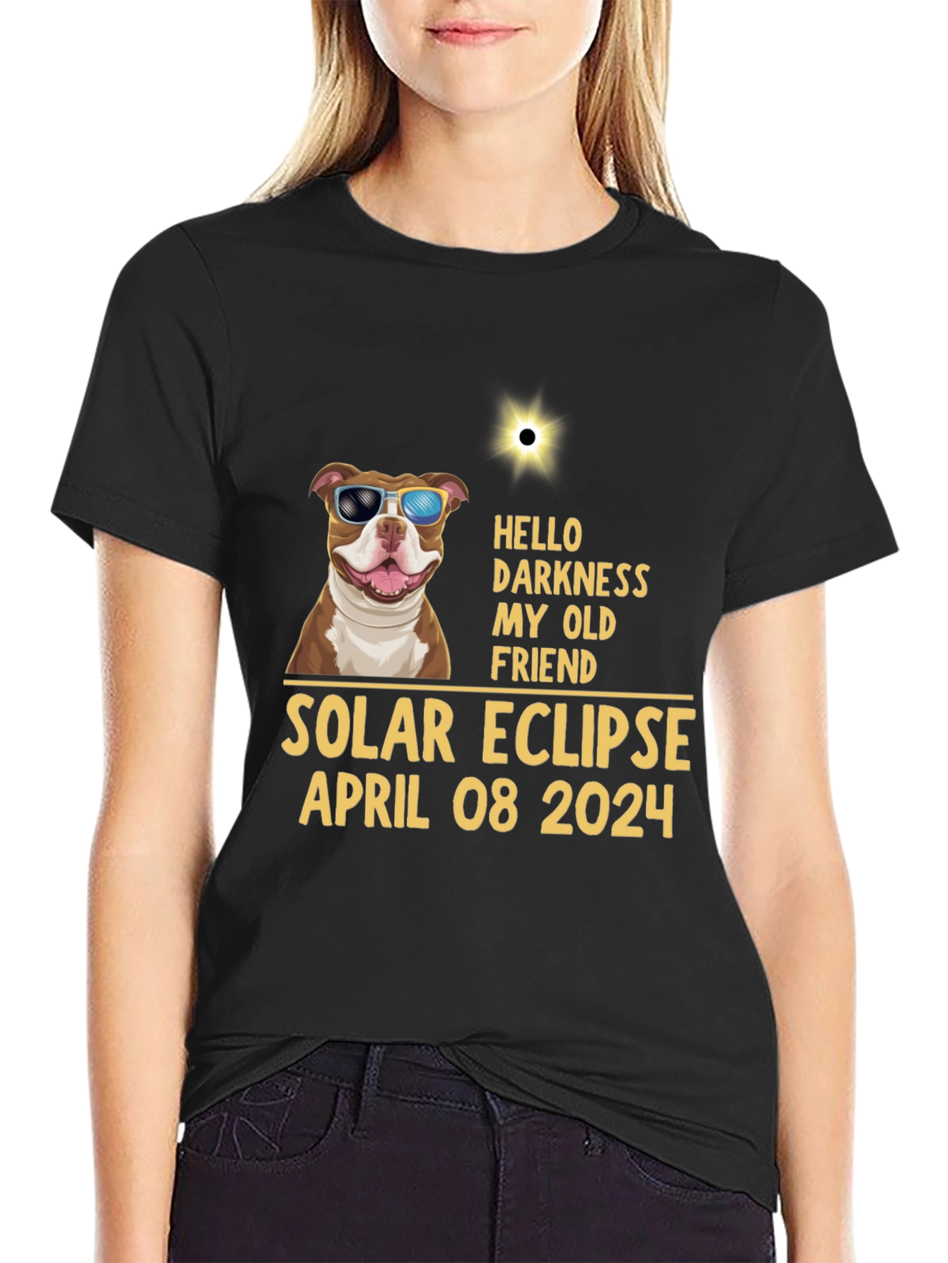 Solar Eclipse April 08 2024 Dog T-Shirt