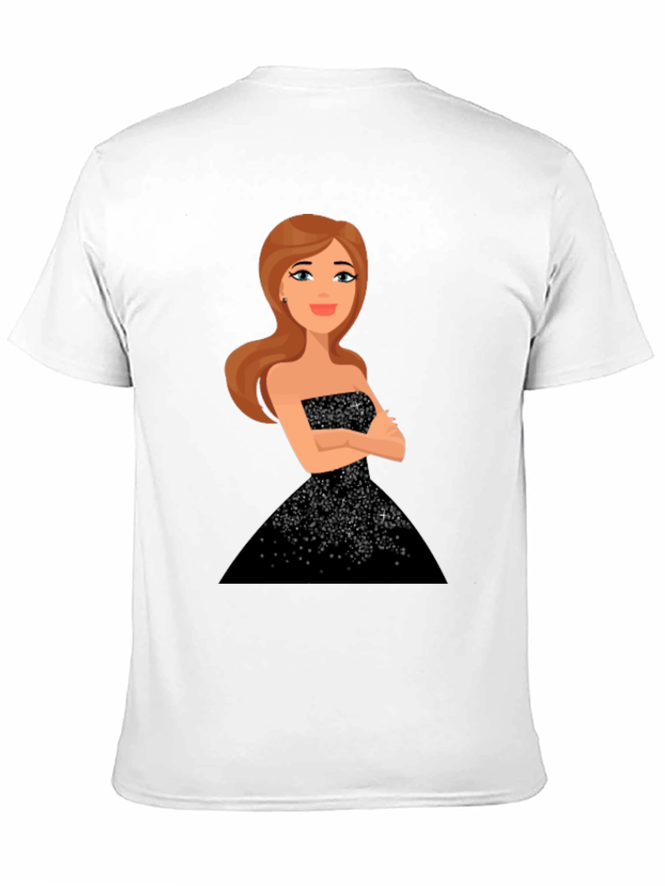 Cartoon Girl Black Sparkle Dress Tee