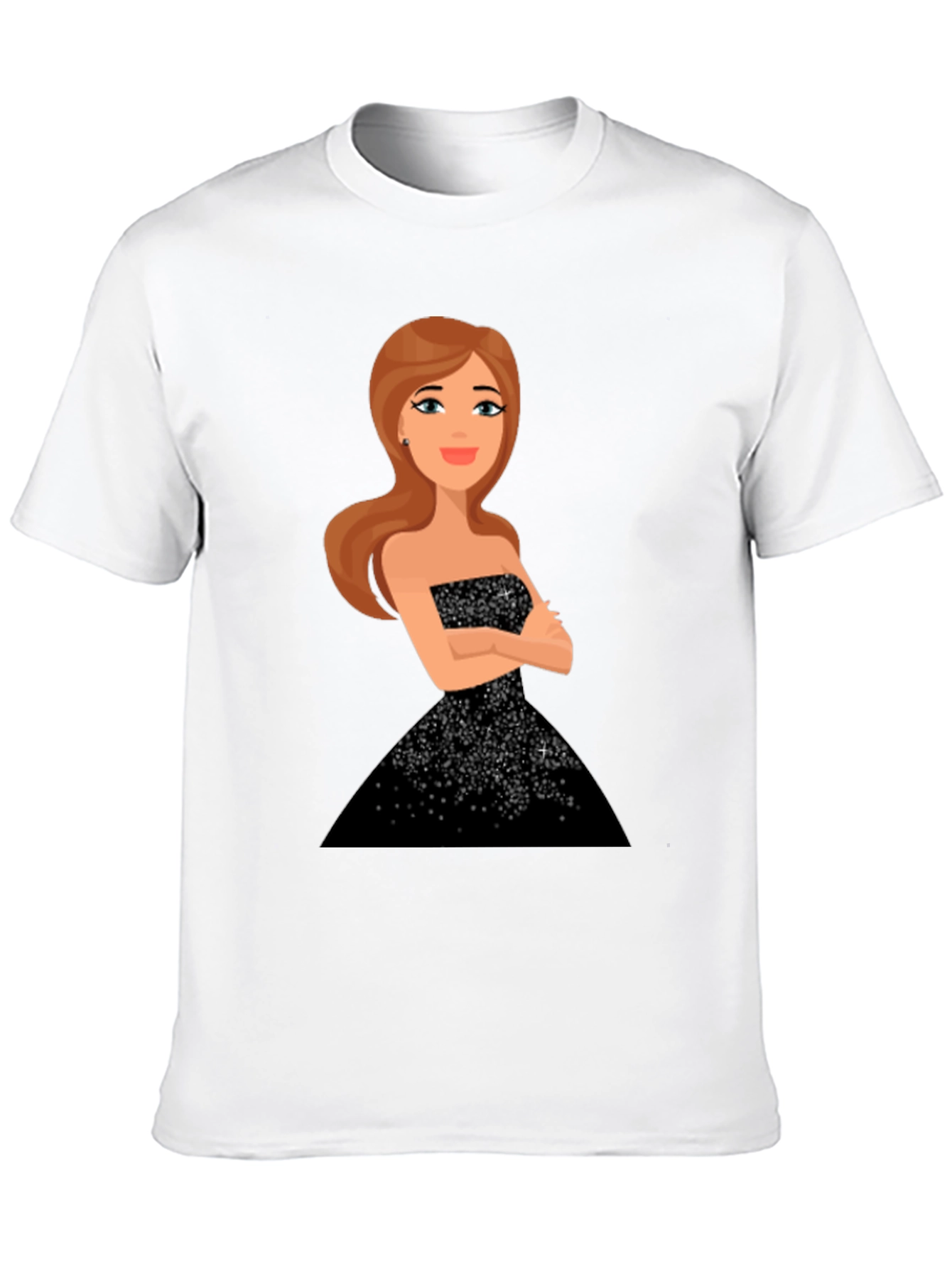 Cartoon Girl Black Sparkle Dress Tee