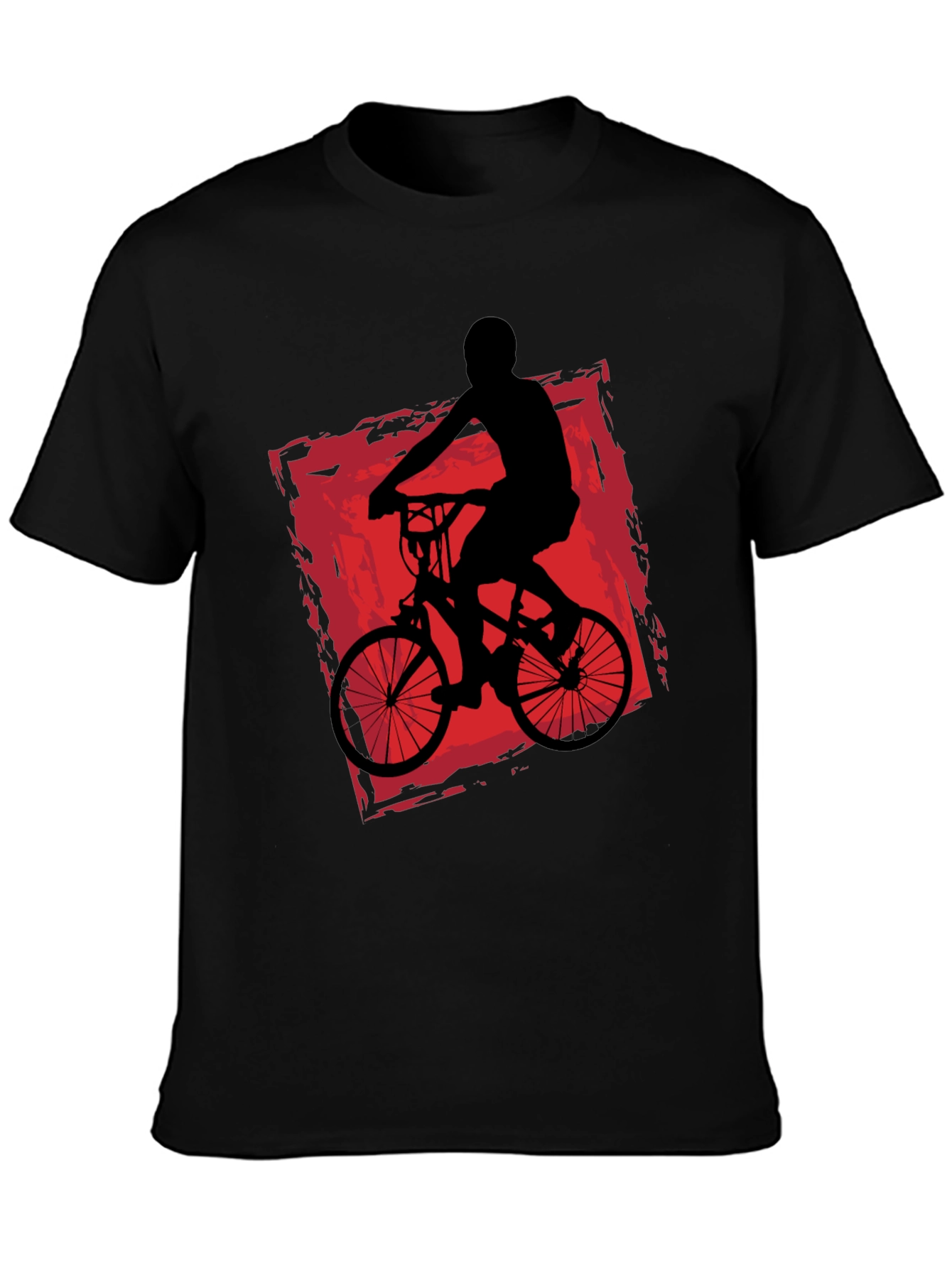 Mens Black T-Shirt with Bike Rider Graphic