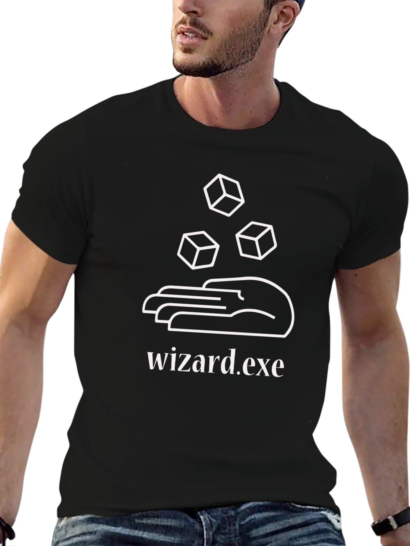 Wizard.exe T-Shirt - Black Cotton Graphic Tee
