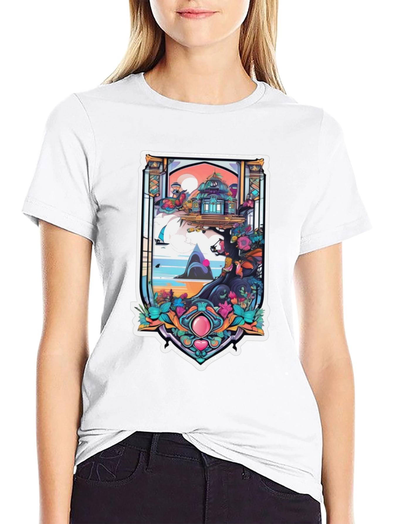 Fantasy Island Graphic Tee - Black Cotton Blend Shirt