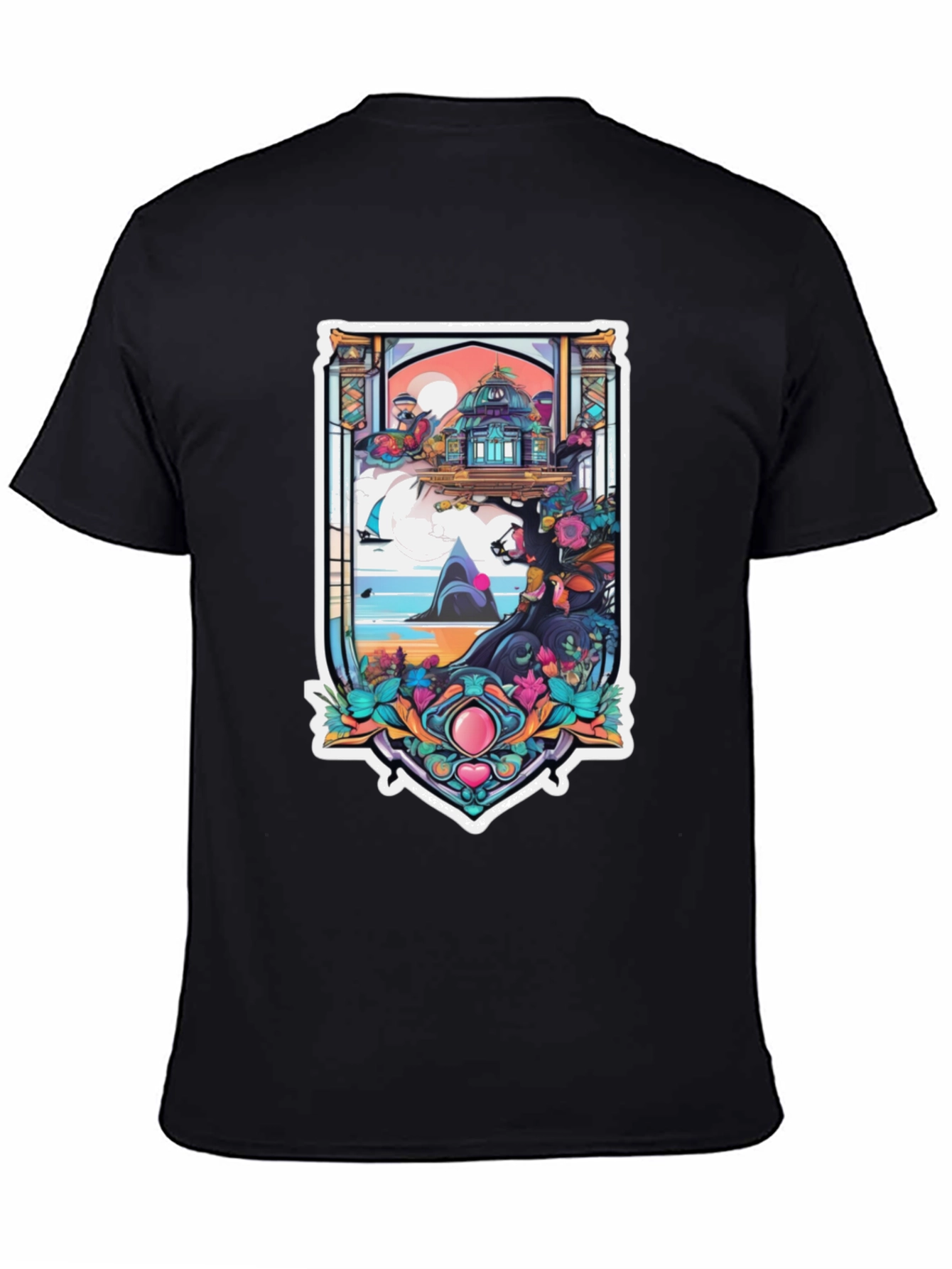 Fantasy Island Graphic Tee - Black Cotton Blend Shirt