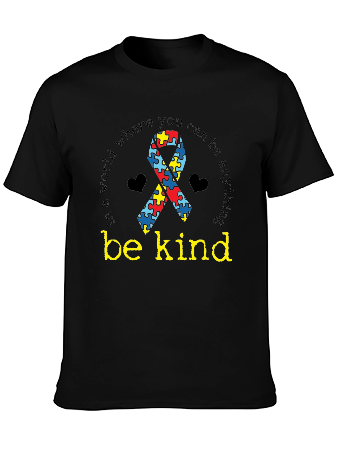 Autism Awareness Be Kind Black T-Shirt