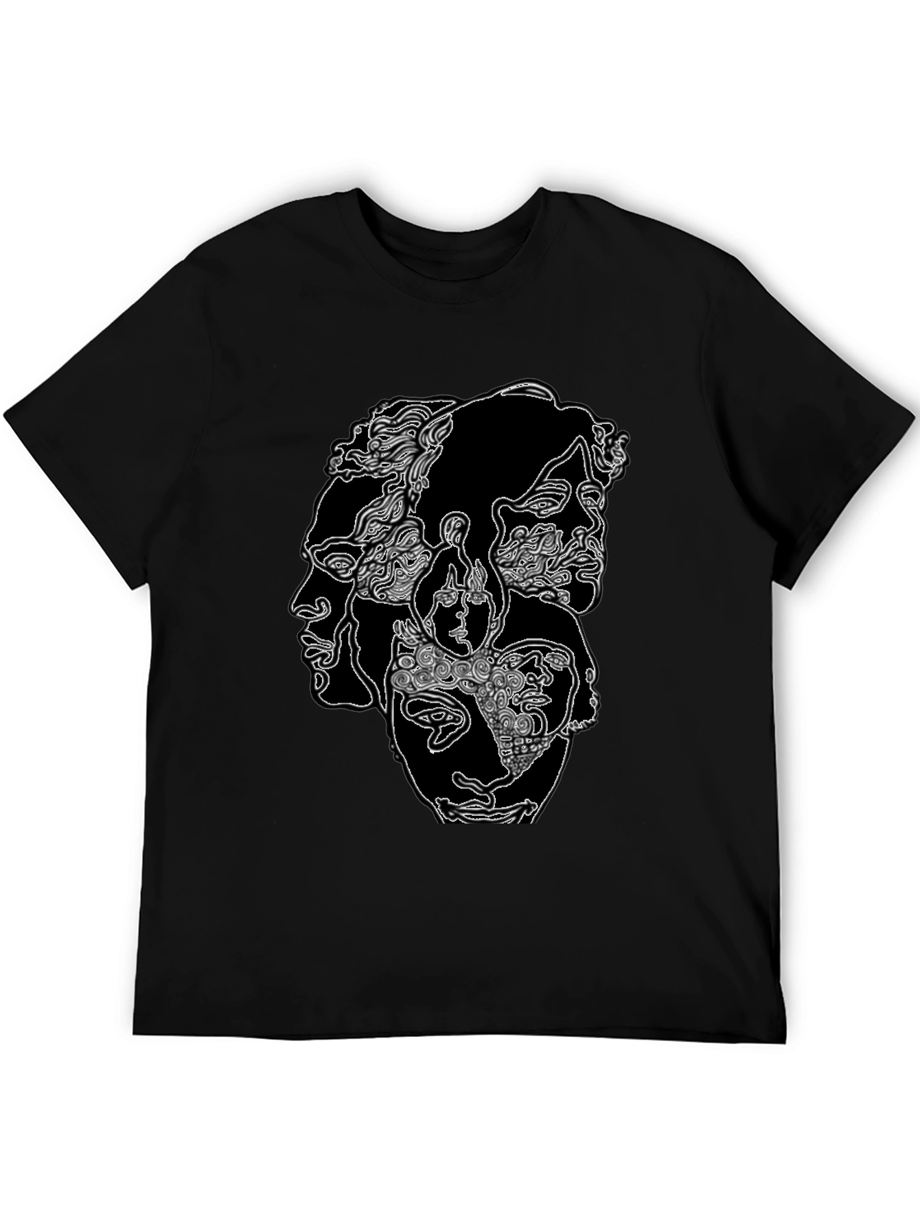 Abstract Face Graphic Black Tee