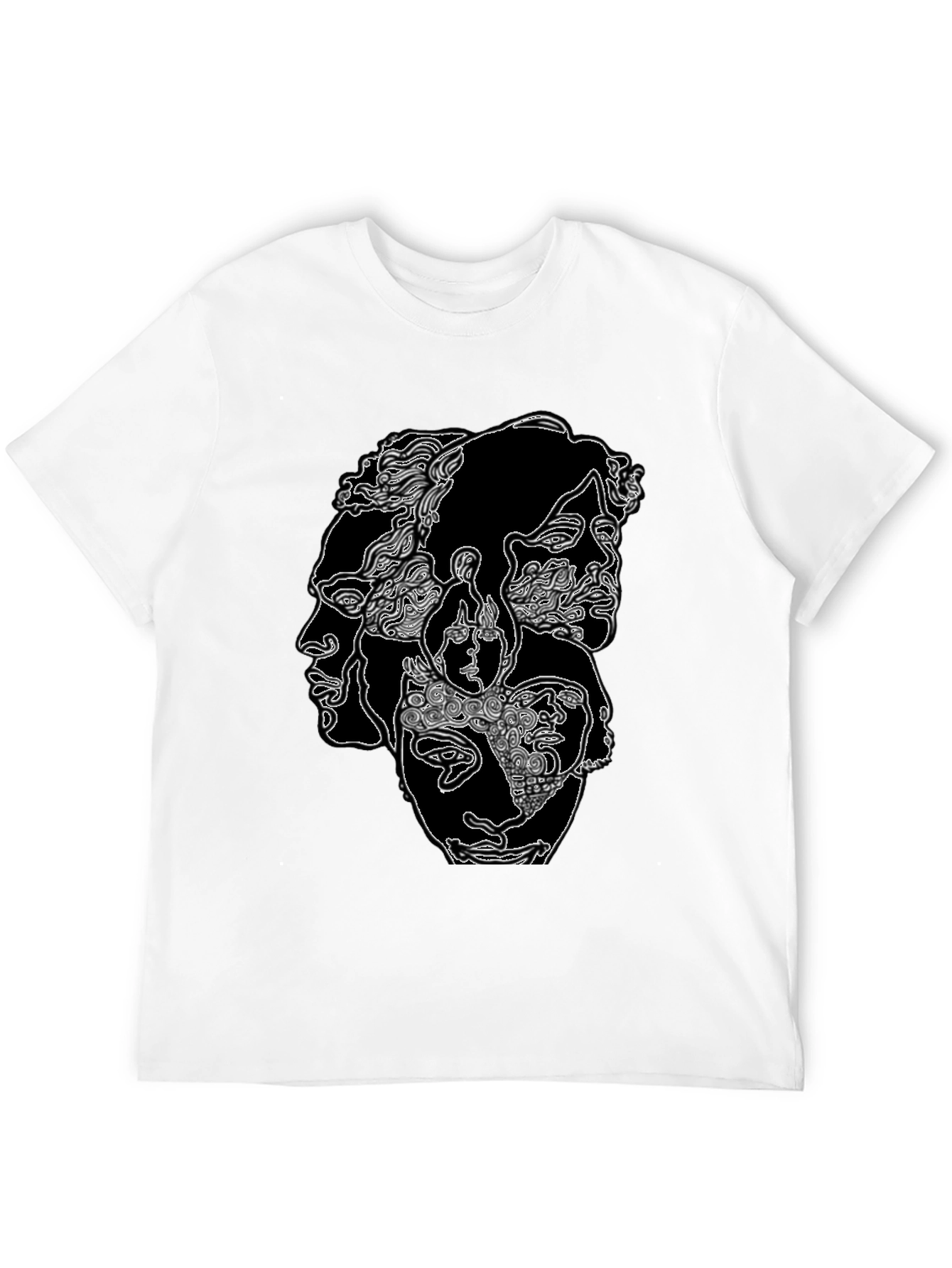Abstract Face Graphic Black Tee