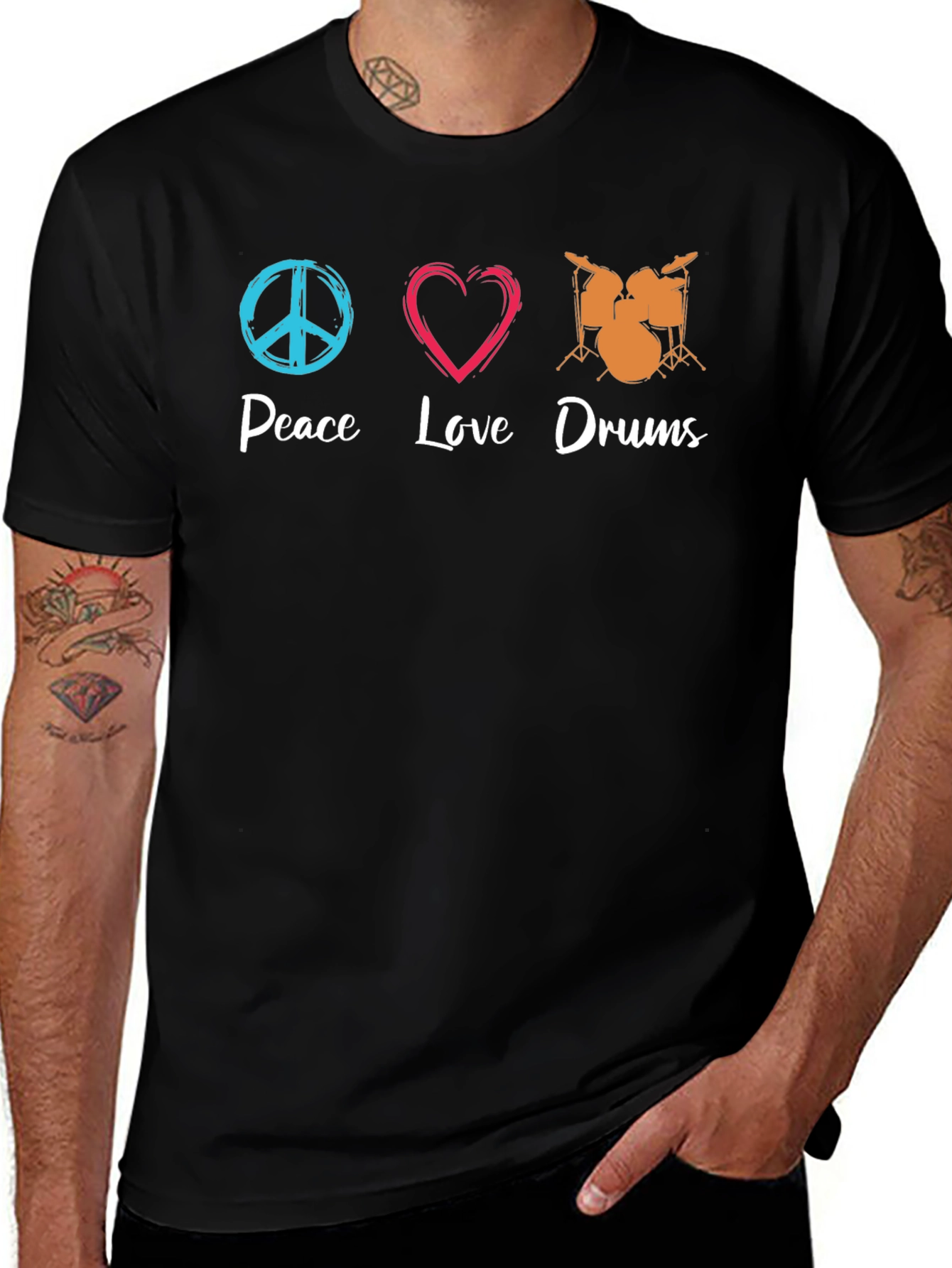 Peace Love Drums Black T-Shirt