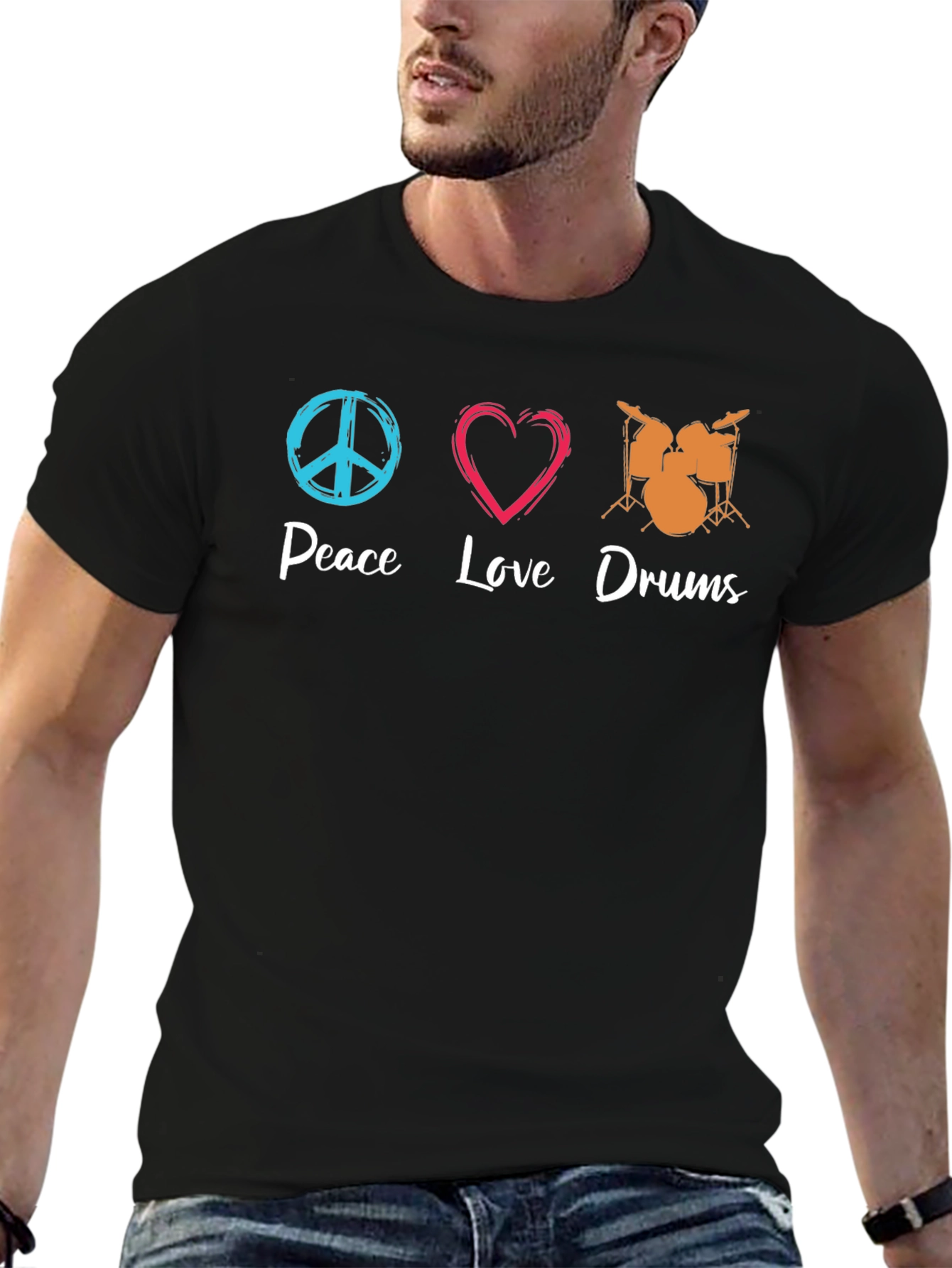 Peace Love Drums Black T-Shirt