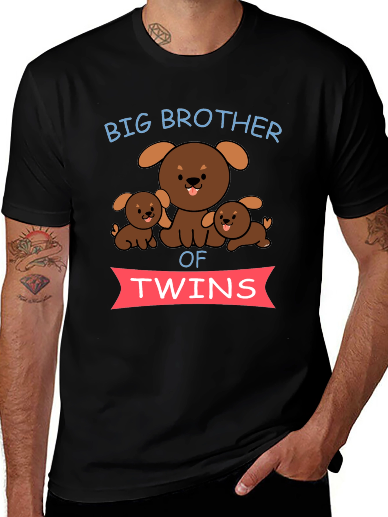 Big Brother of Twins Dog Graphic T-Shirt
