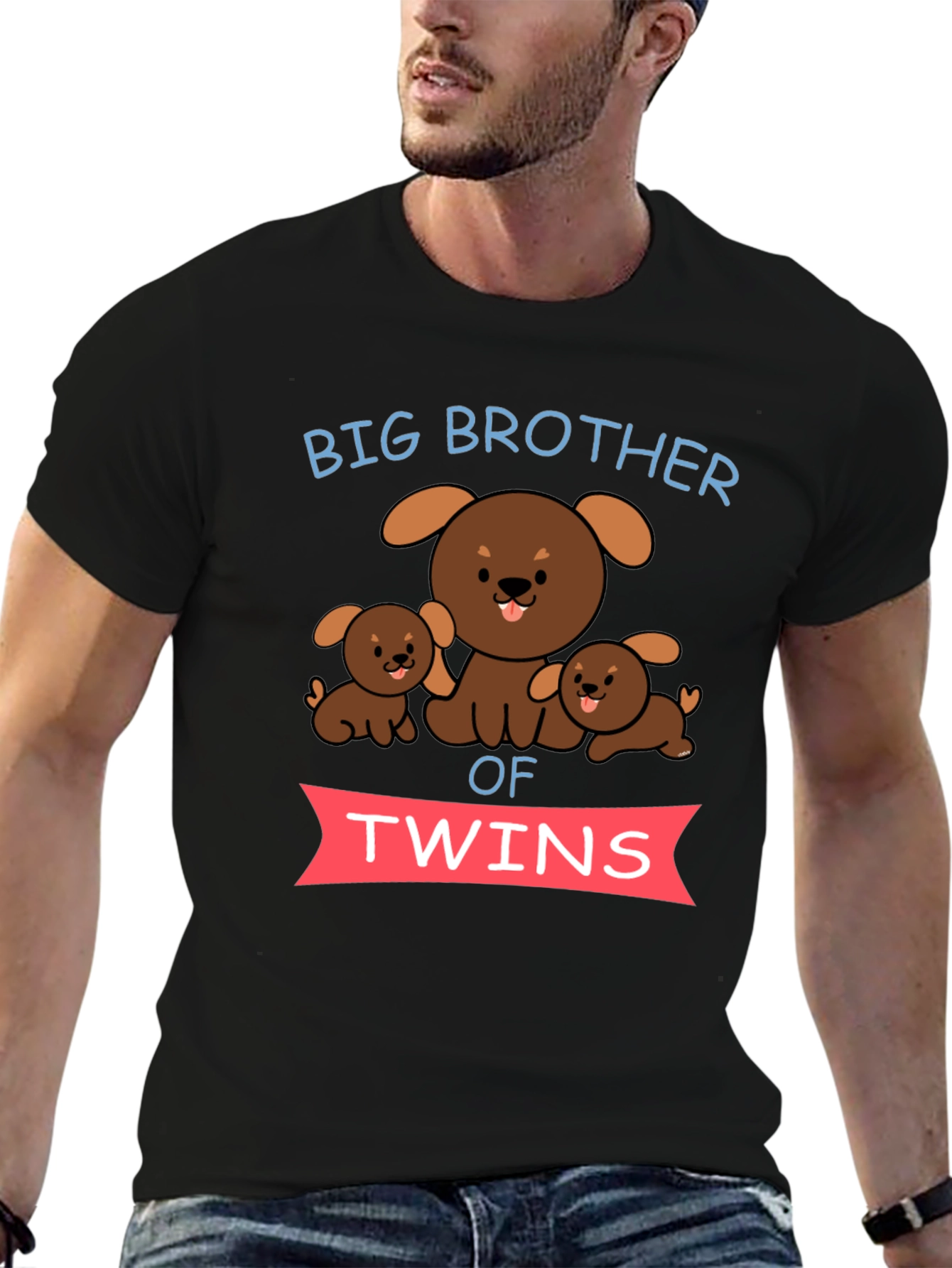 Big Brother of Twins Dog Graphic T-Shirt