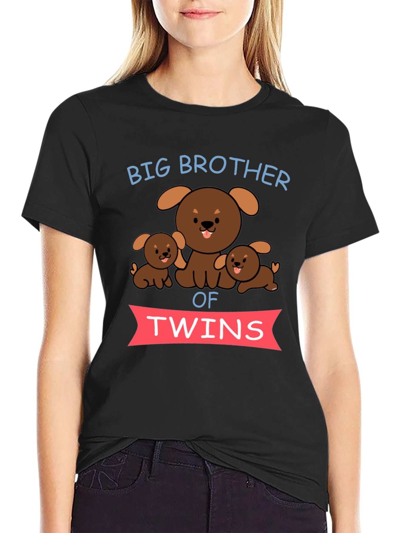 Big Brother of Twins Dog Graphic T-Shirt
