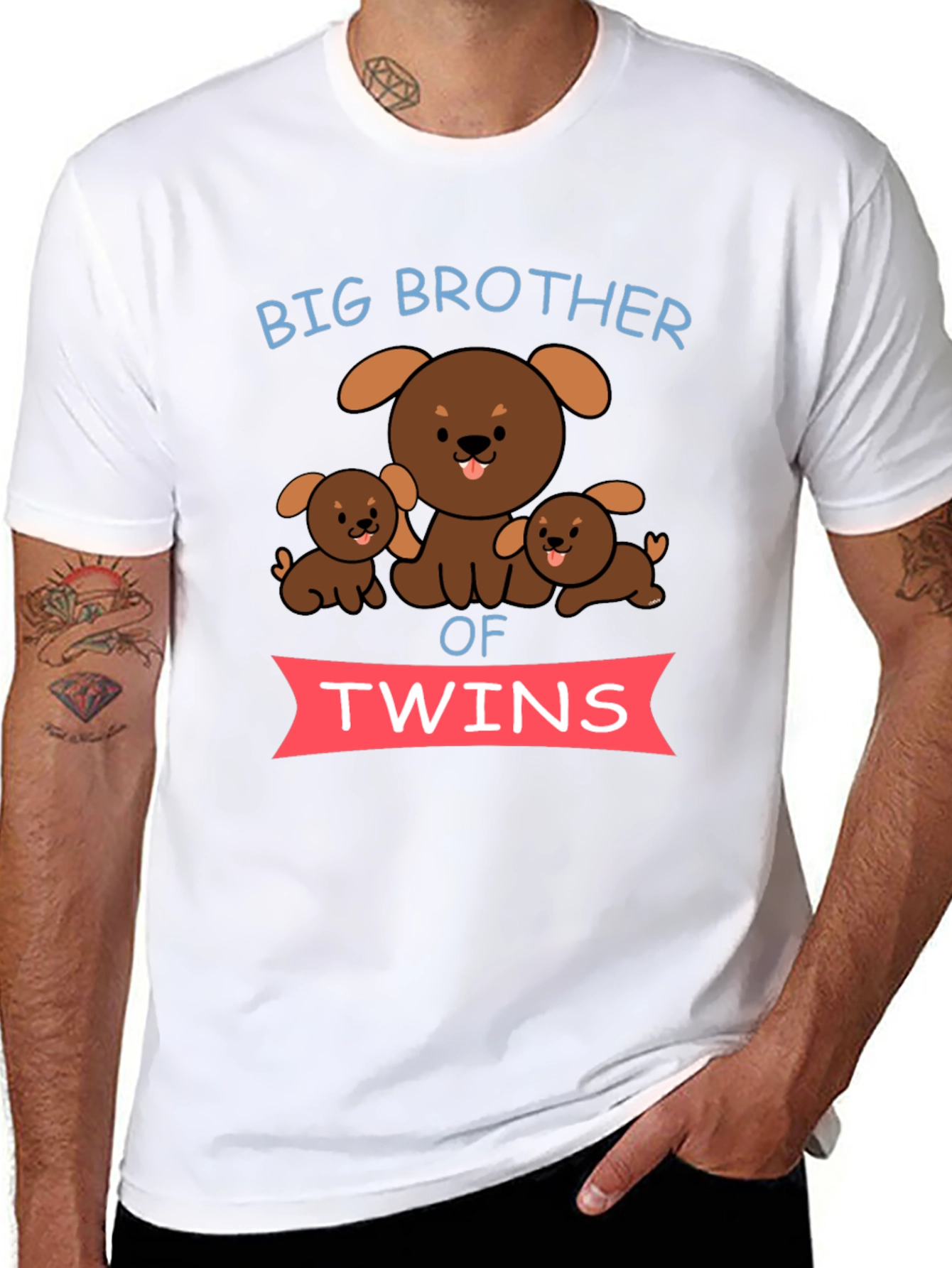 Big Brother of Twins Dog Graphic T-Shirt