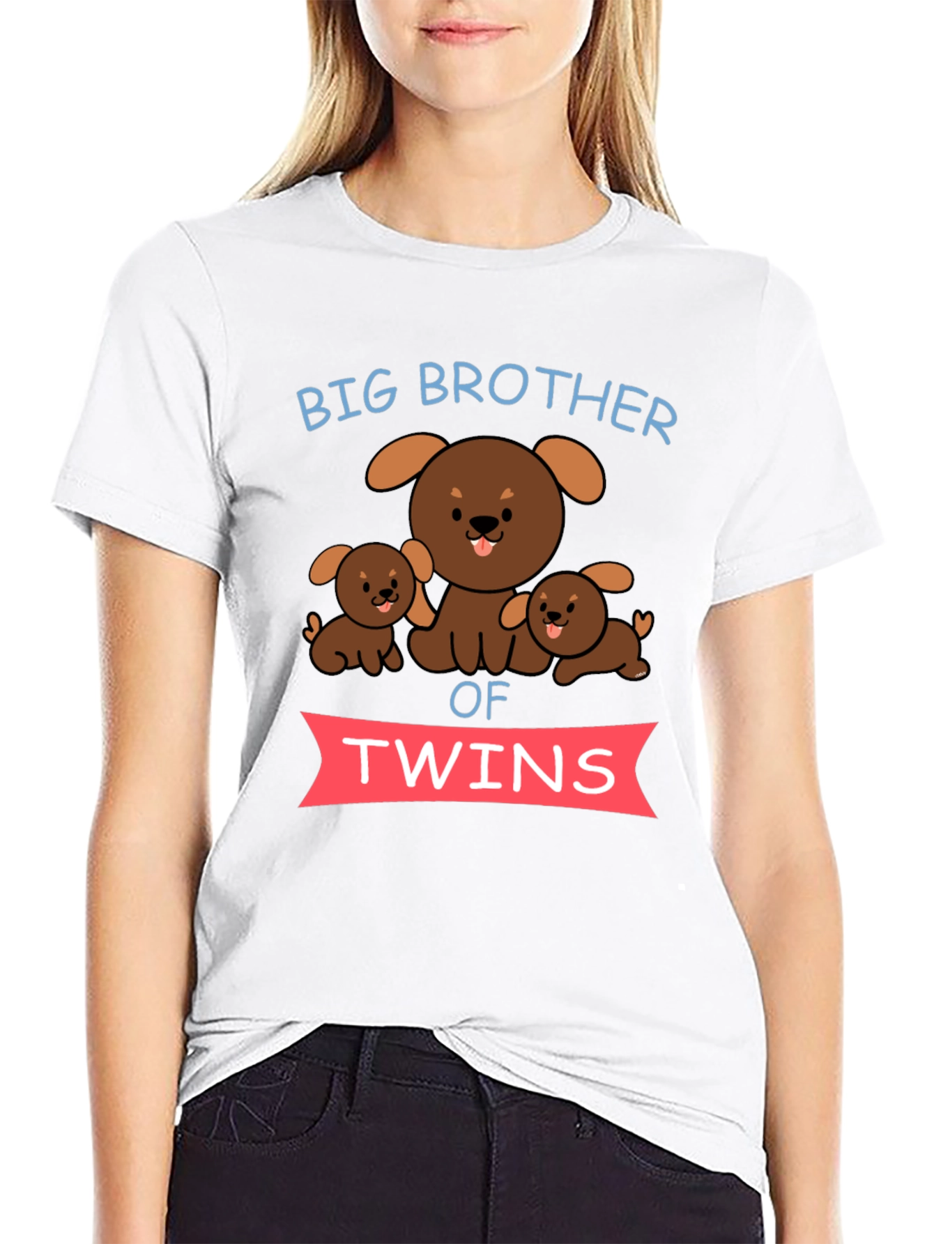 Big Brother of Twins Dog Graphic T-Shirt