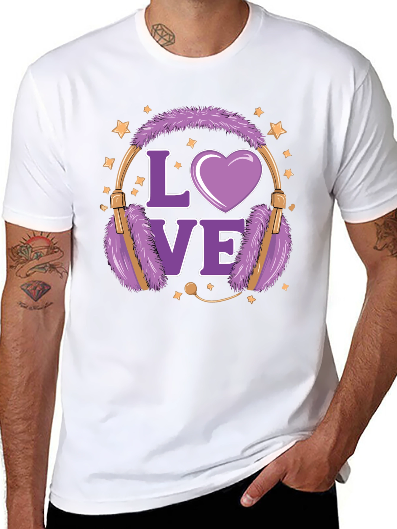 Love Headphones Graphic T-Shirt - Stylish Casual Wear