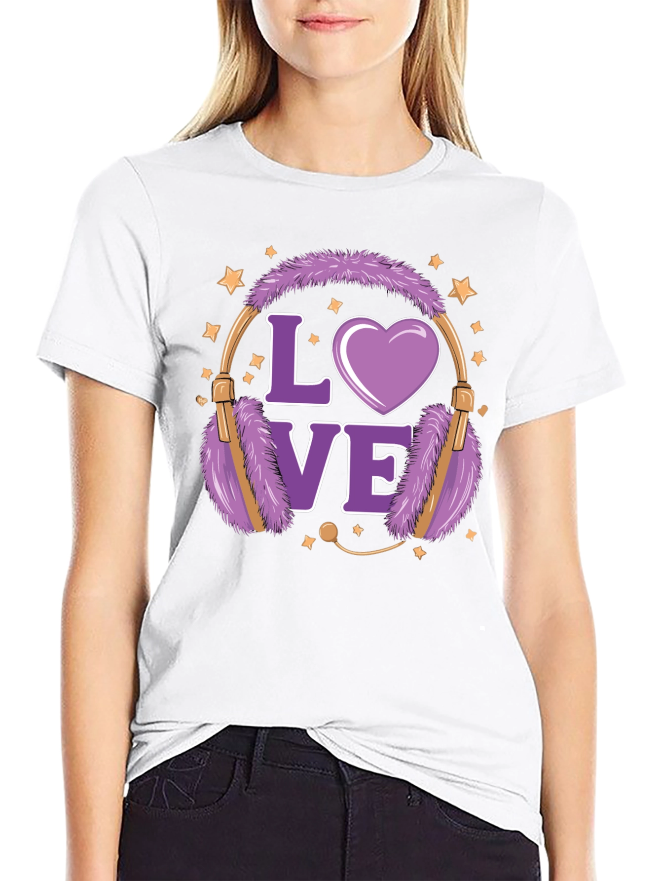 Love Headphones Graphic T-Shirt - Stylish Casual Wear