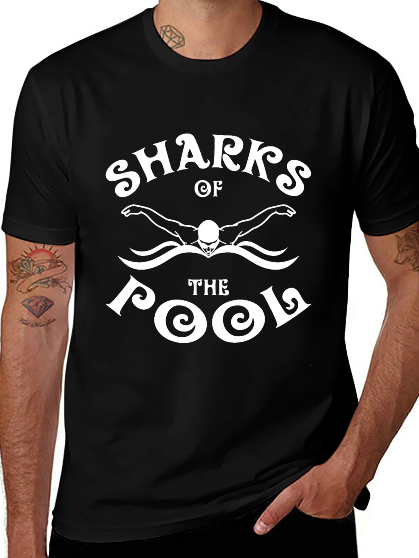 Sharks of the Pool Graphic T-Shirt Black