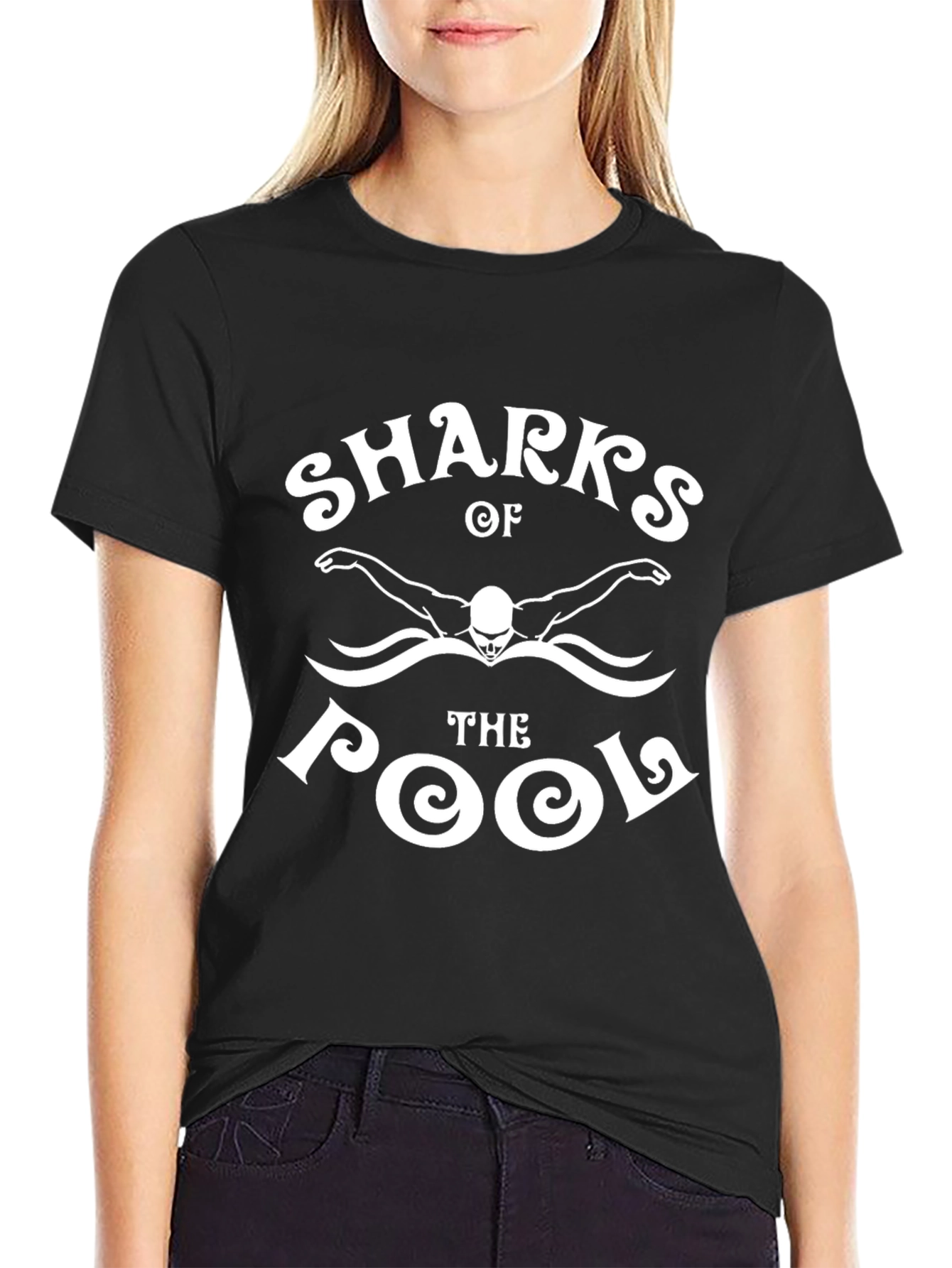 Sharks of the Pool Graphic T-Shirt Black