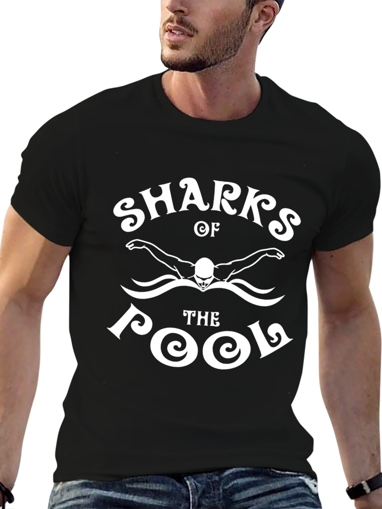 Sharks of the Pool Graphic T-Shirt Black