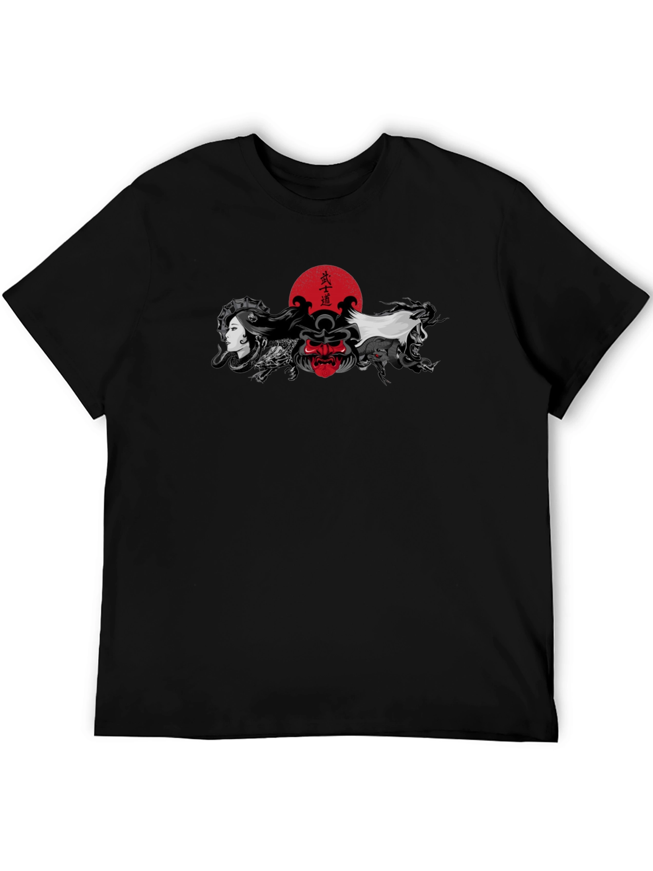 Japanese Art T-Shirt: Samurai Geisha Dragon