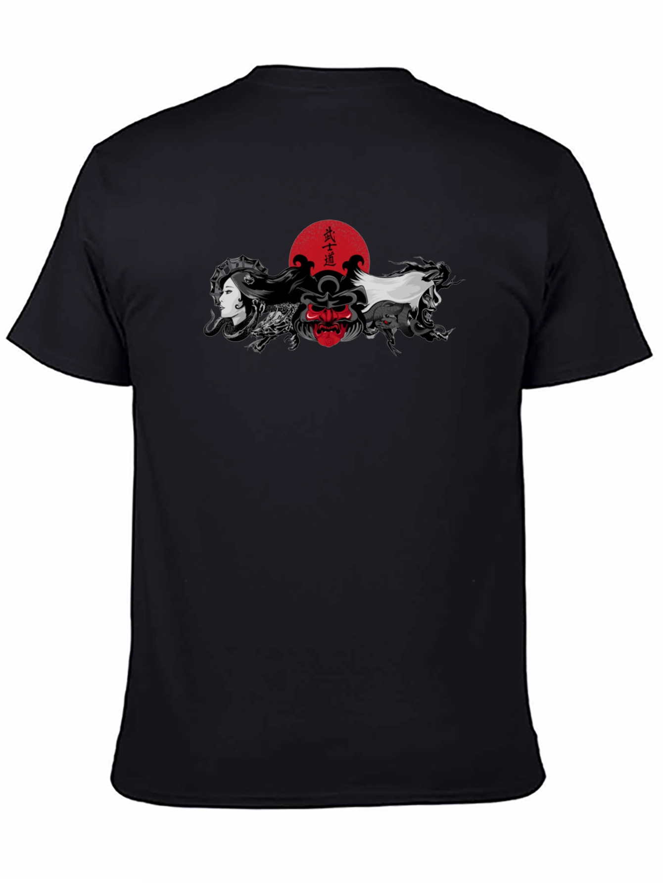 Japanese Art T-Shirt: Samurai Geisha Dragon