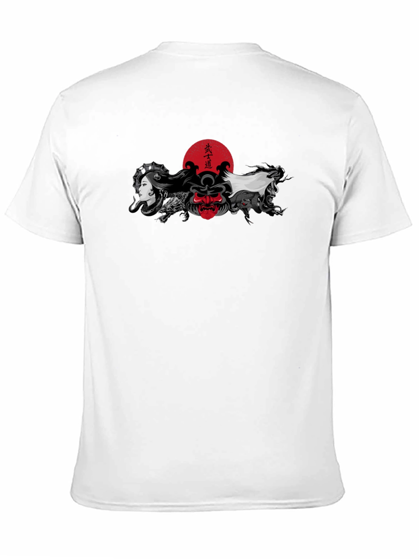 Japanese Art T-Shirt: Samurai Geisha Dragon