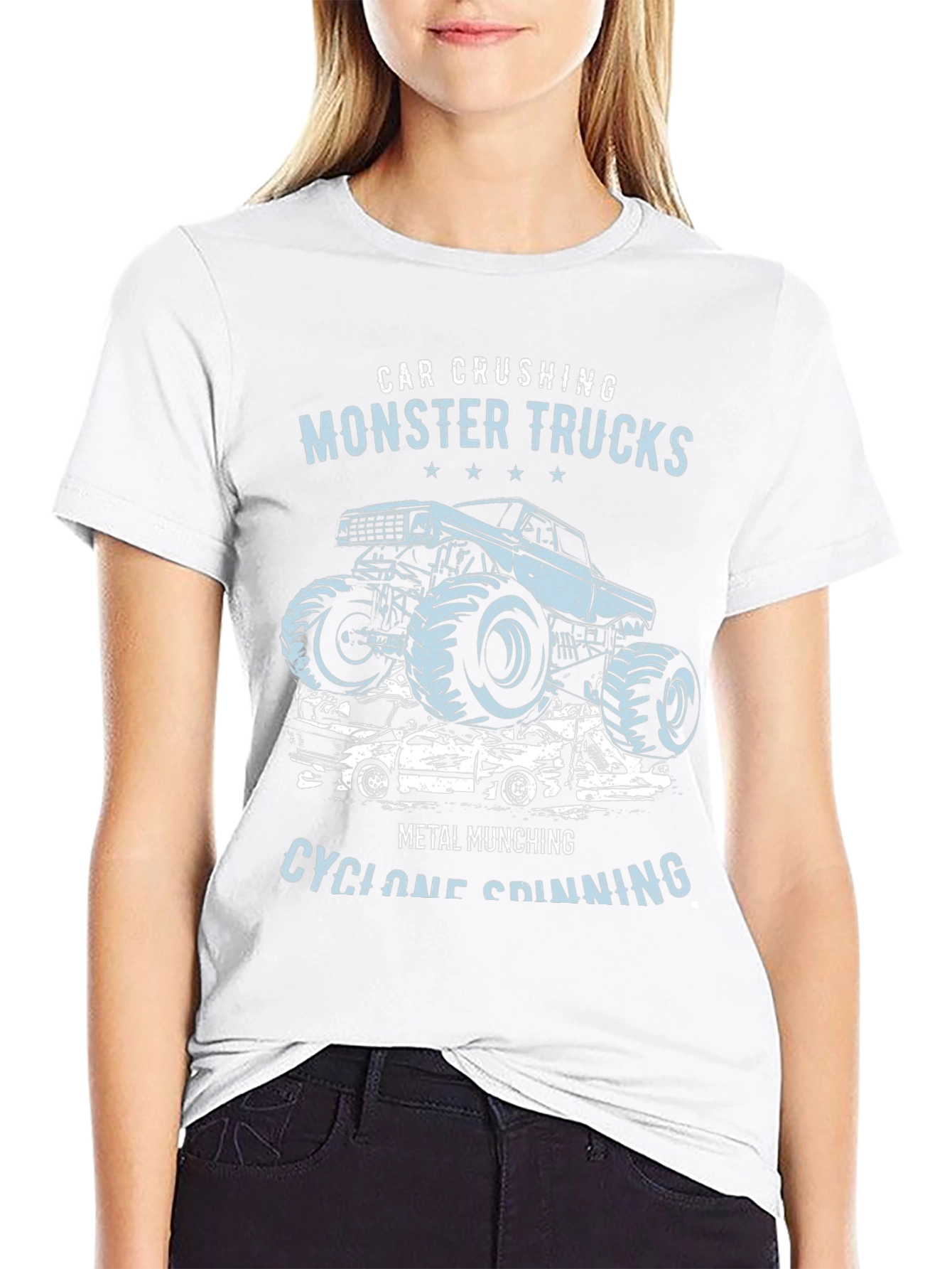 Monster Truck Crushing Cars Graphic Tee