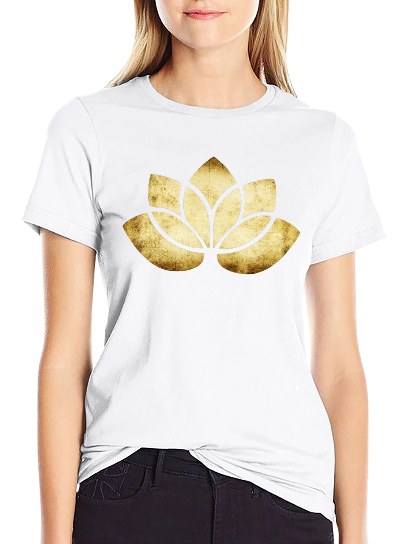 Lotus Flower Graphic Black T-Shirt