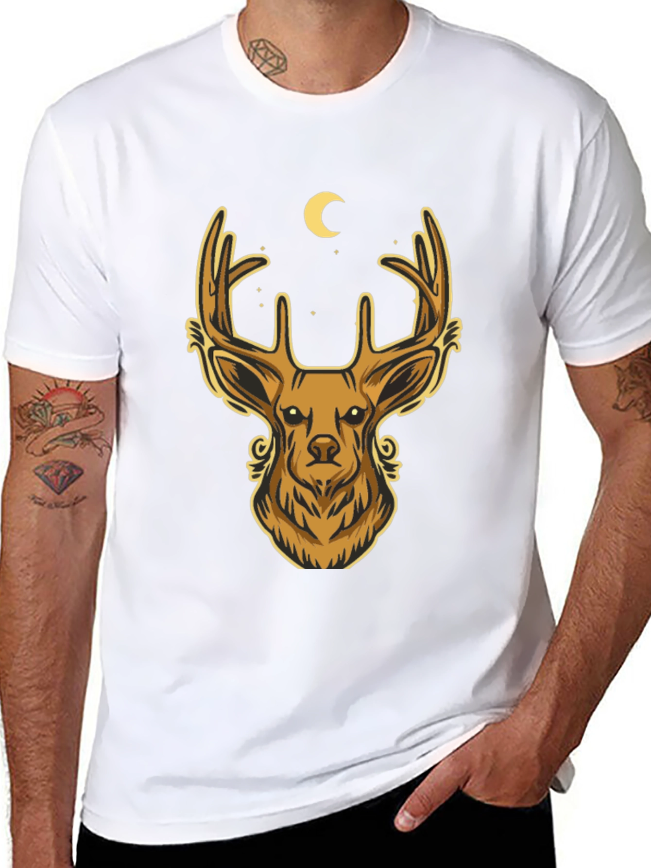 Deer Moon Graphic T-Shirt - Mens Black Tee