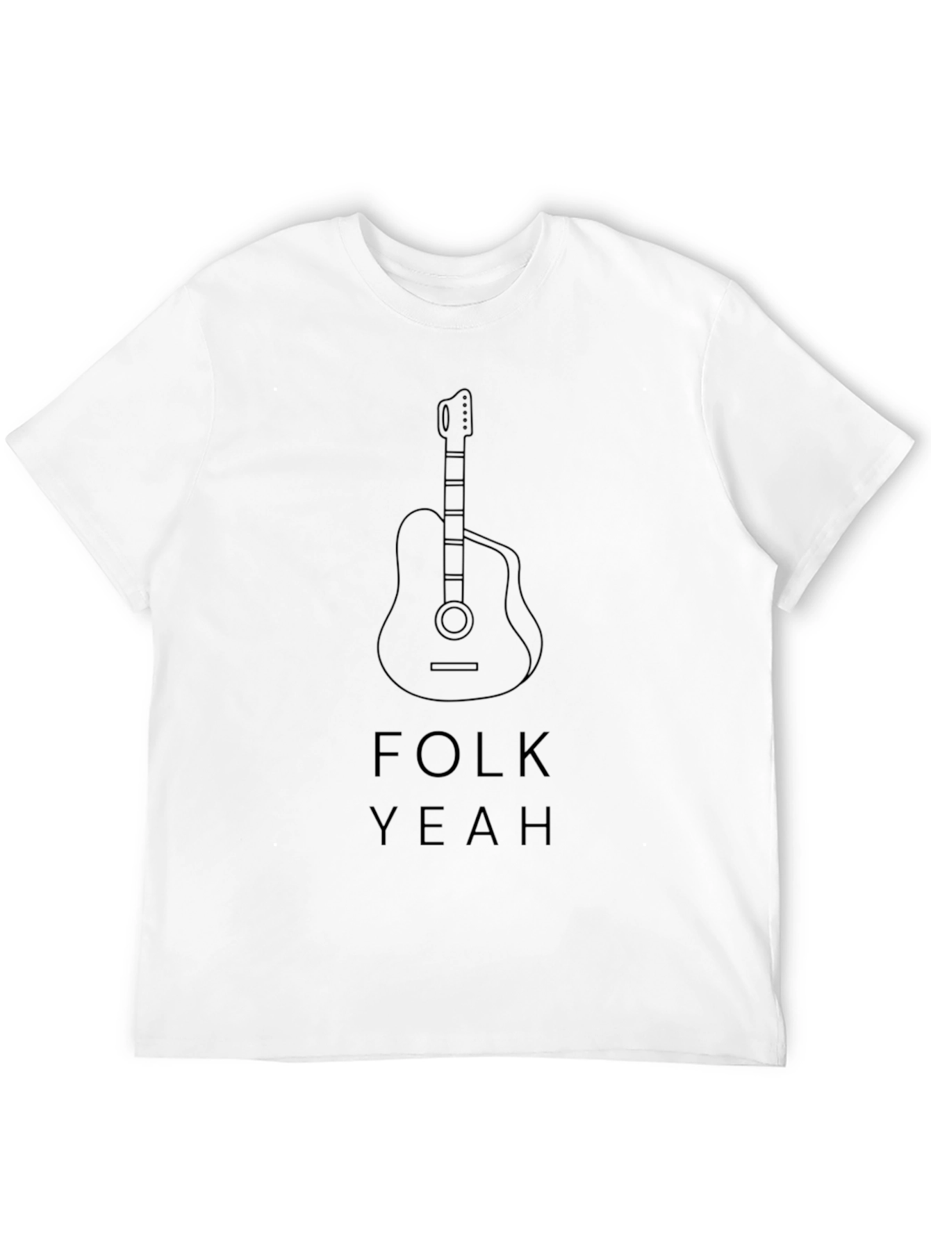 Folk Yeah Guitar Graphic Tee - Black Cotton T-Shirt