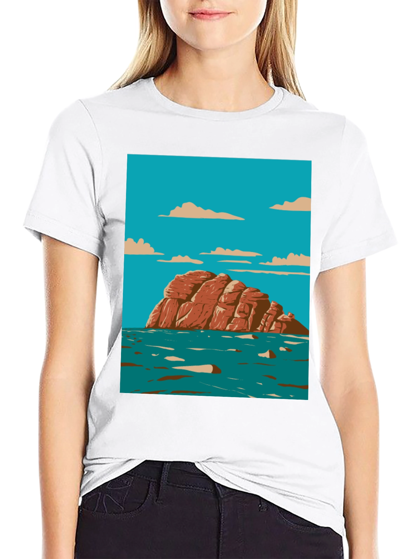 Scenic Rock Island Graphic Tee - Stylish Comfort