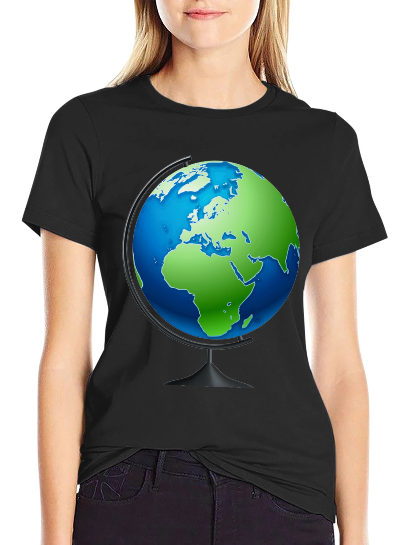 Globe Graphic Black T-Shirt - Travel the World!