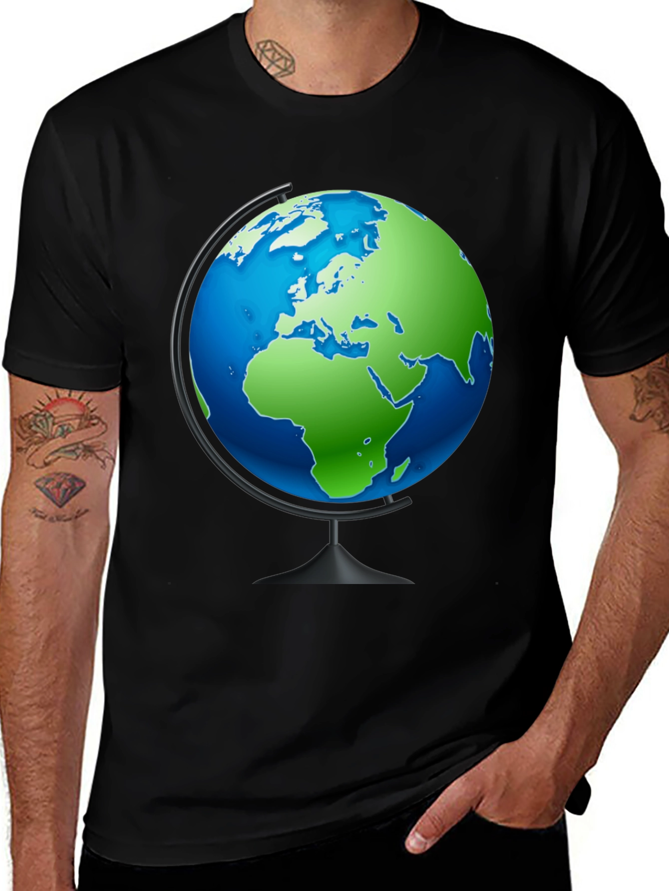 Globe Graphic Black T-Shirt - Travel the World!